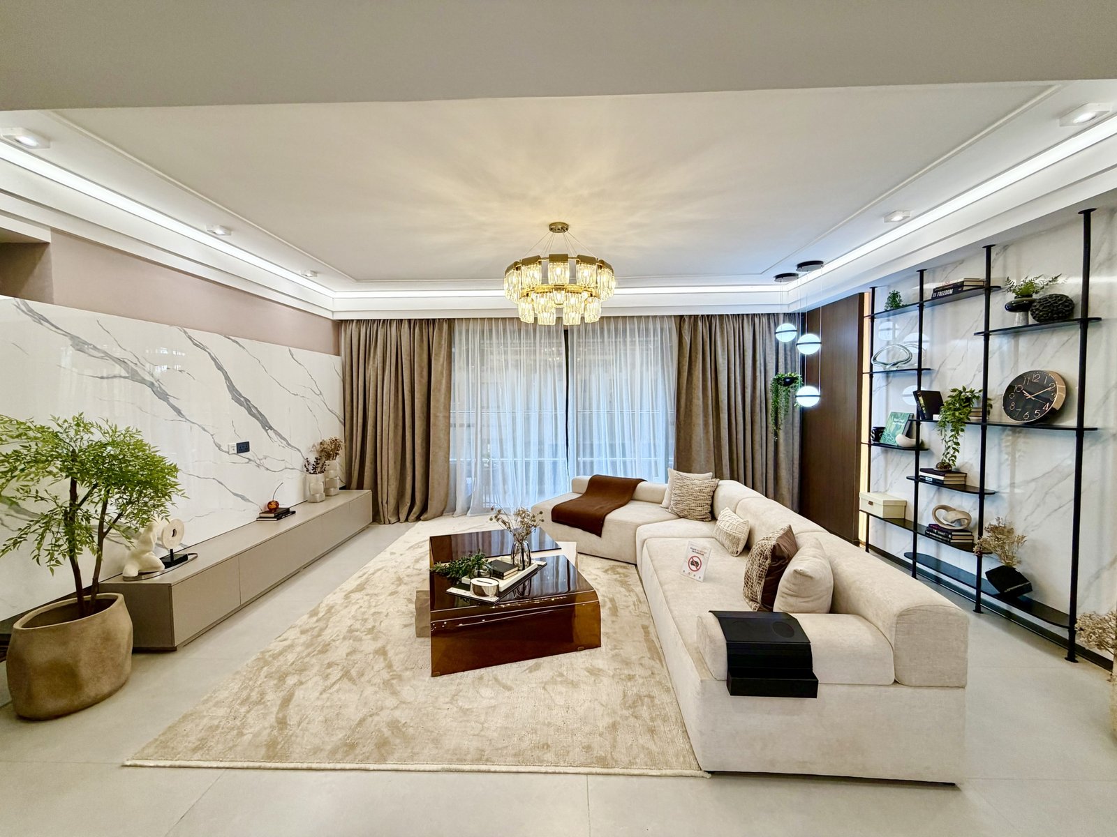 Luxurious Living room area of 4 Bedrooms At ONLYOU Elgeyo Apartments In Kilimani