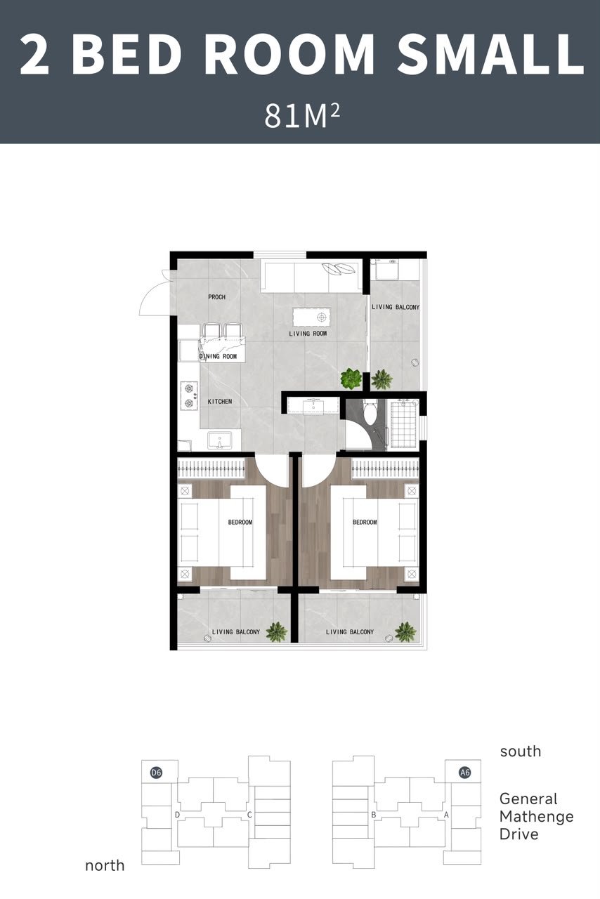 floor plan of 2 Bedrooms At Oak Rise Residency In Westlands
