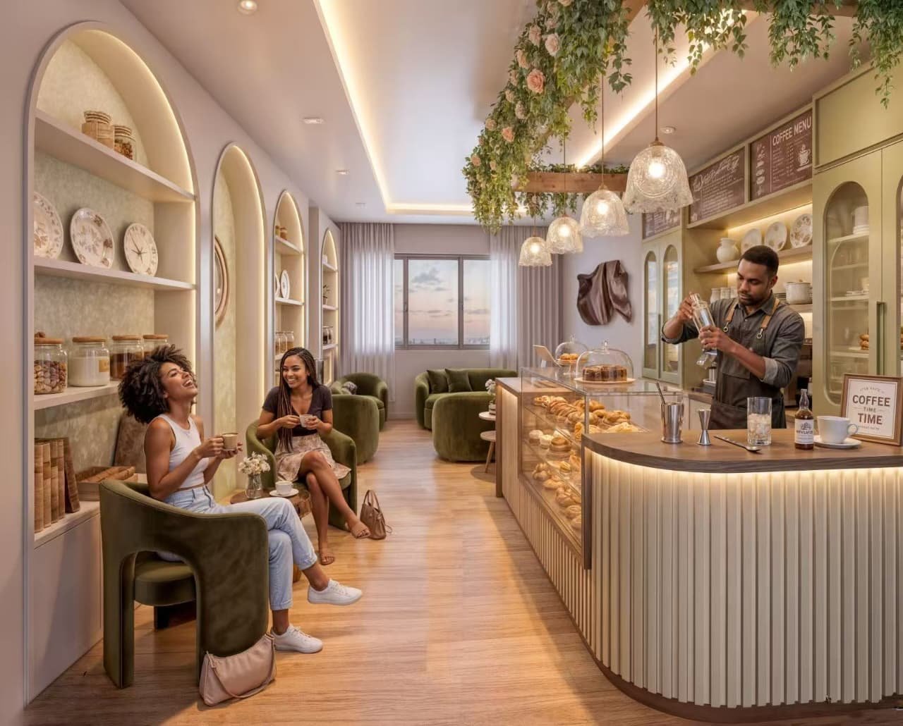 Stylish coffee Cafe of 2 bedrooms at Riverside Times Apartments