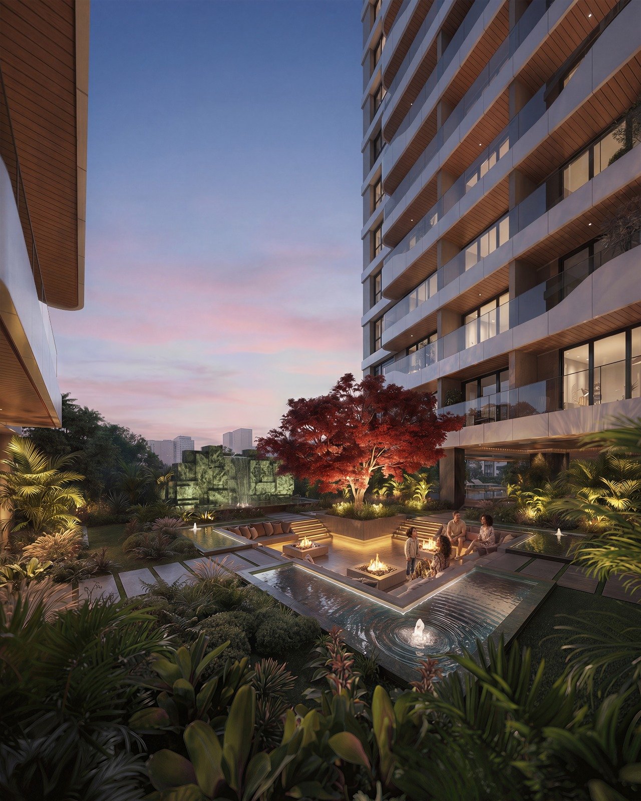 Serene Garden Of 4 bedrooms At Seasons Apartments And Duplexes In Riverside Night time view