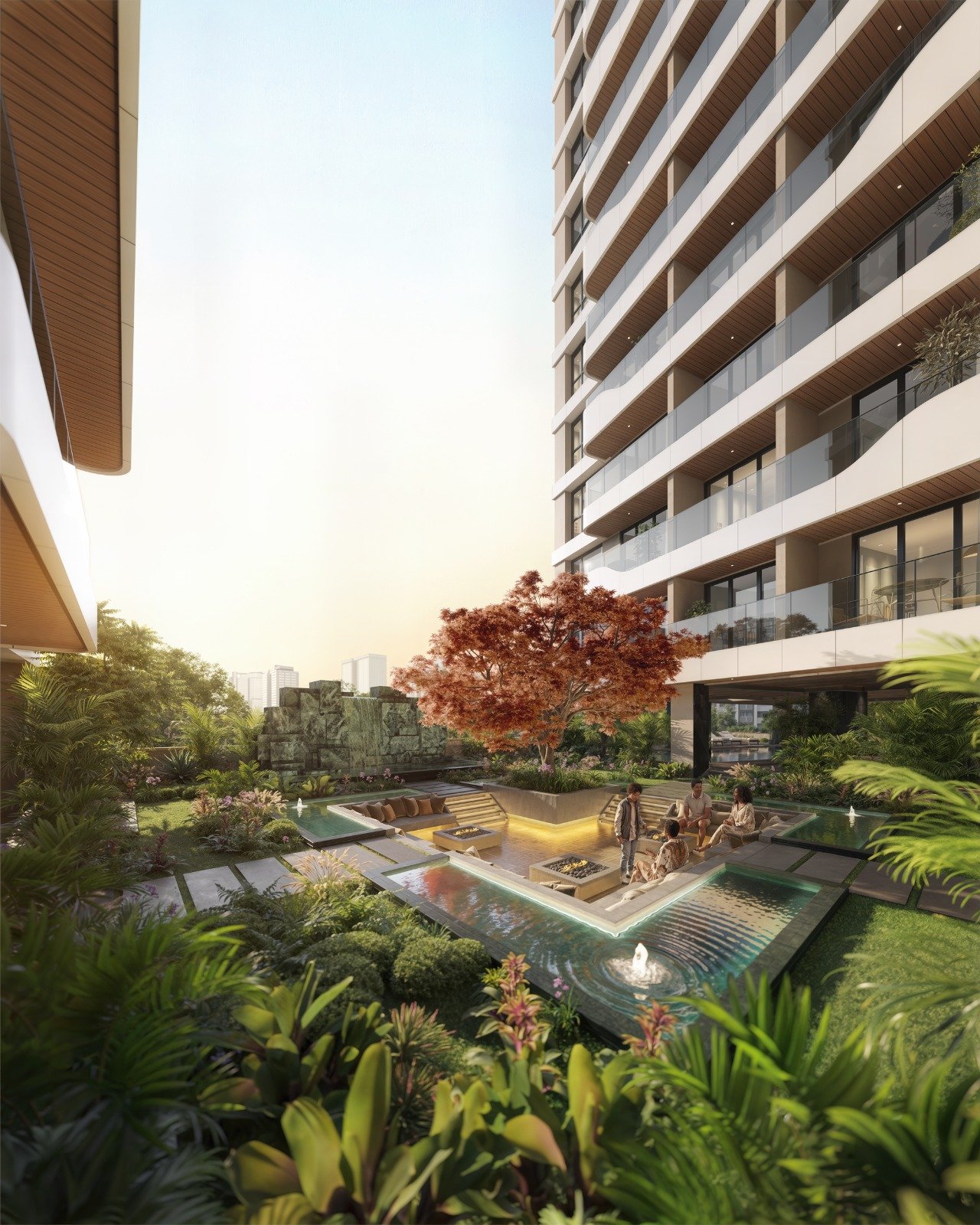 Garden Area of 4 Bedrooms At Seasons Apartments And Duplexes In Riverside