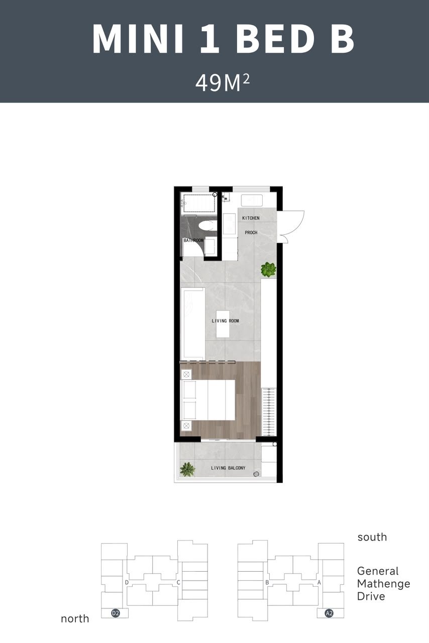 floor plan of of 1 Bedrooms At Oak Rise Residency In Westlands