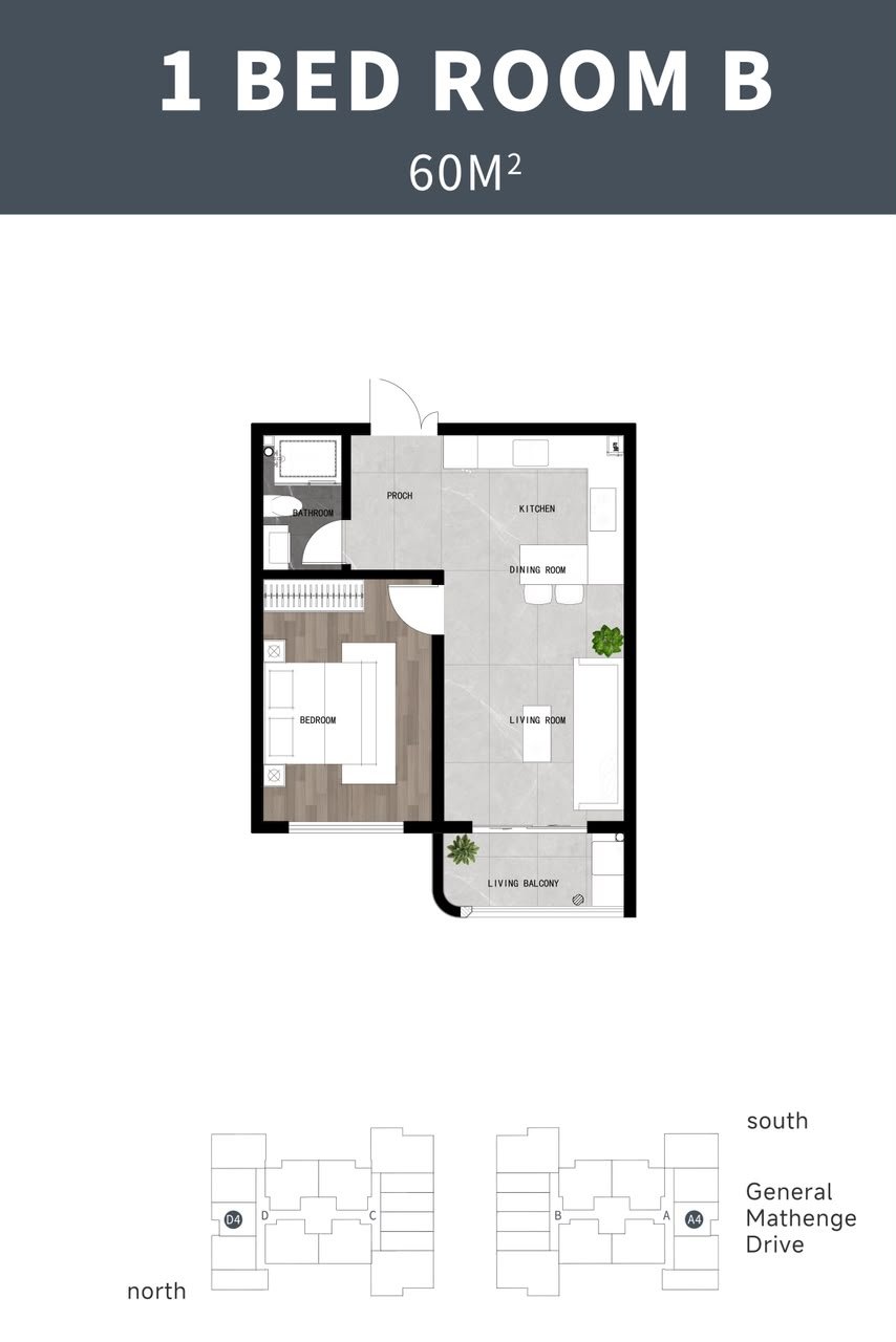 floor planof 1 Bedrooms At Oak Rise Residency In Westlands