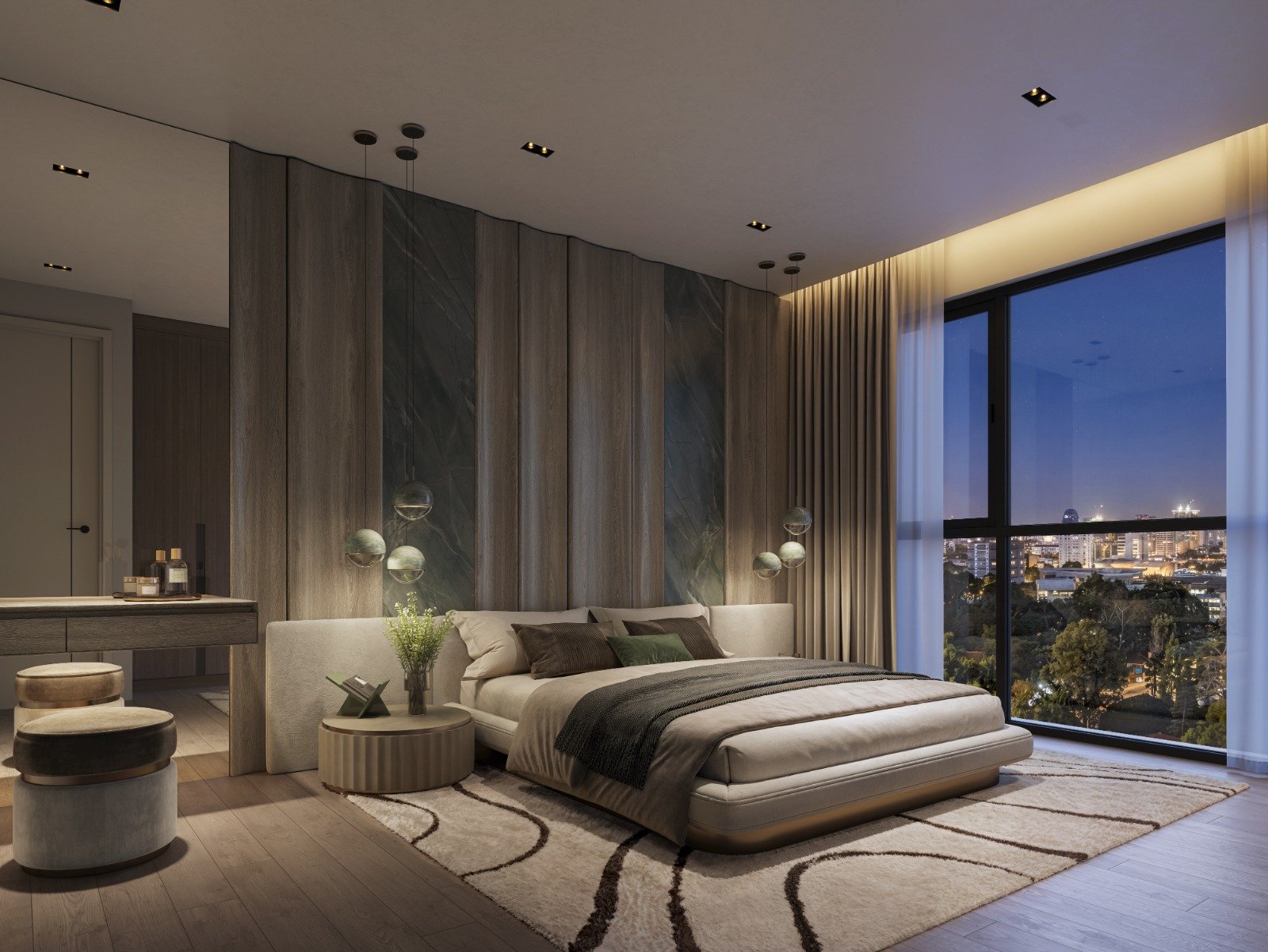 High End Guest Bedroom of 4 bedrooms At Seasons Apartments And Duplexes In Riverside