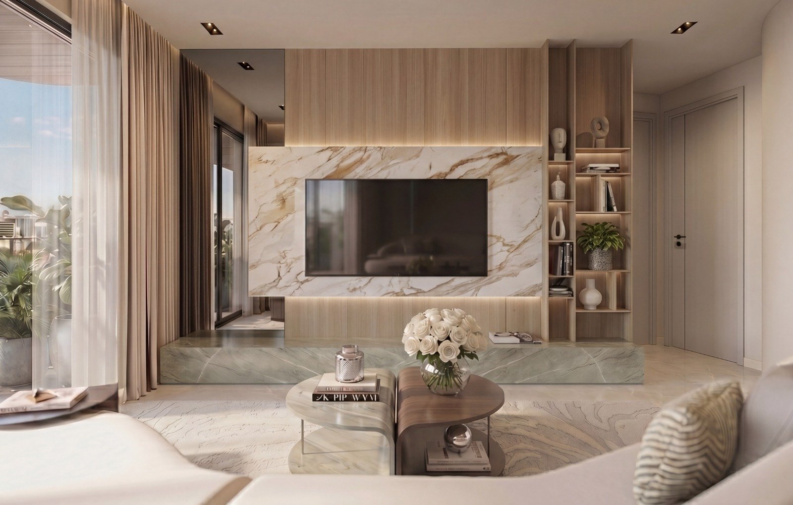 Living room area of 1 Bedrooms At Seasons Apartments And Duplexes In Riverside