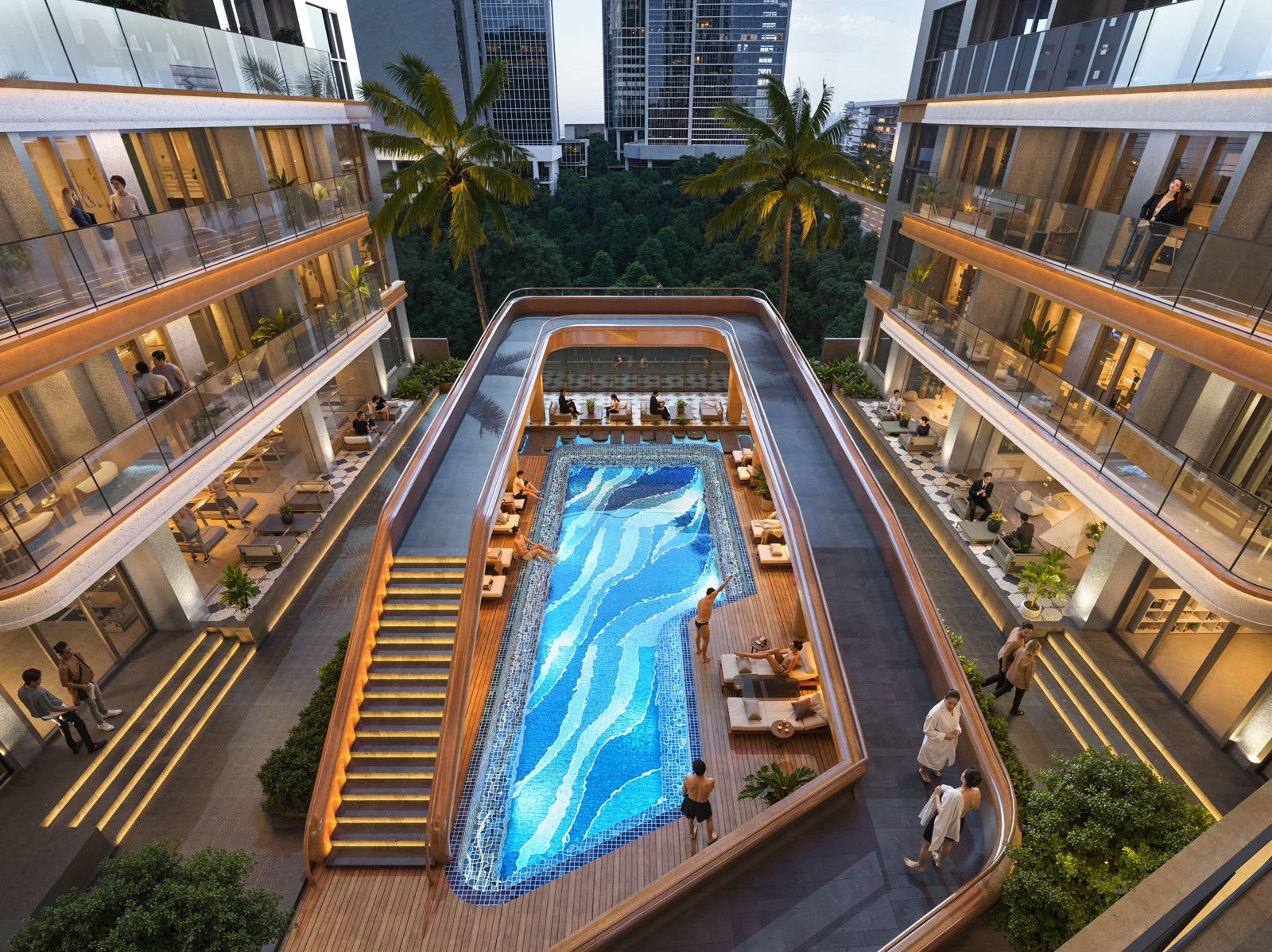 Luxurios swimming pool and sitting area at mogotio oasis apartments in westlands