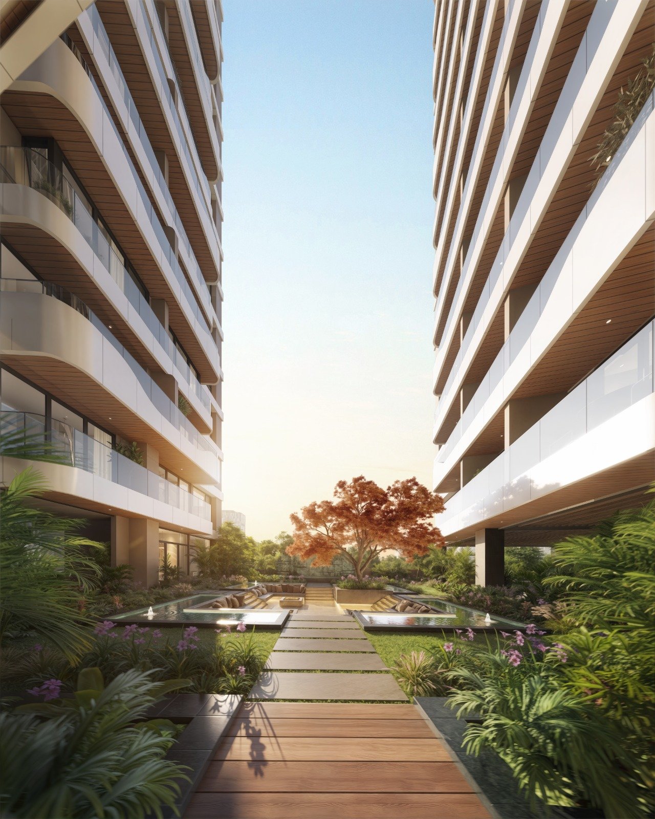 Elegant walkway of 4 Bedrooms At Seasons Apartments And Duplexes In Riverside