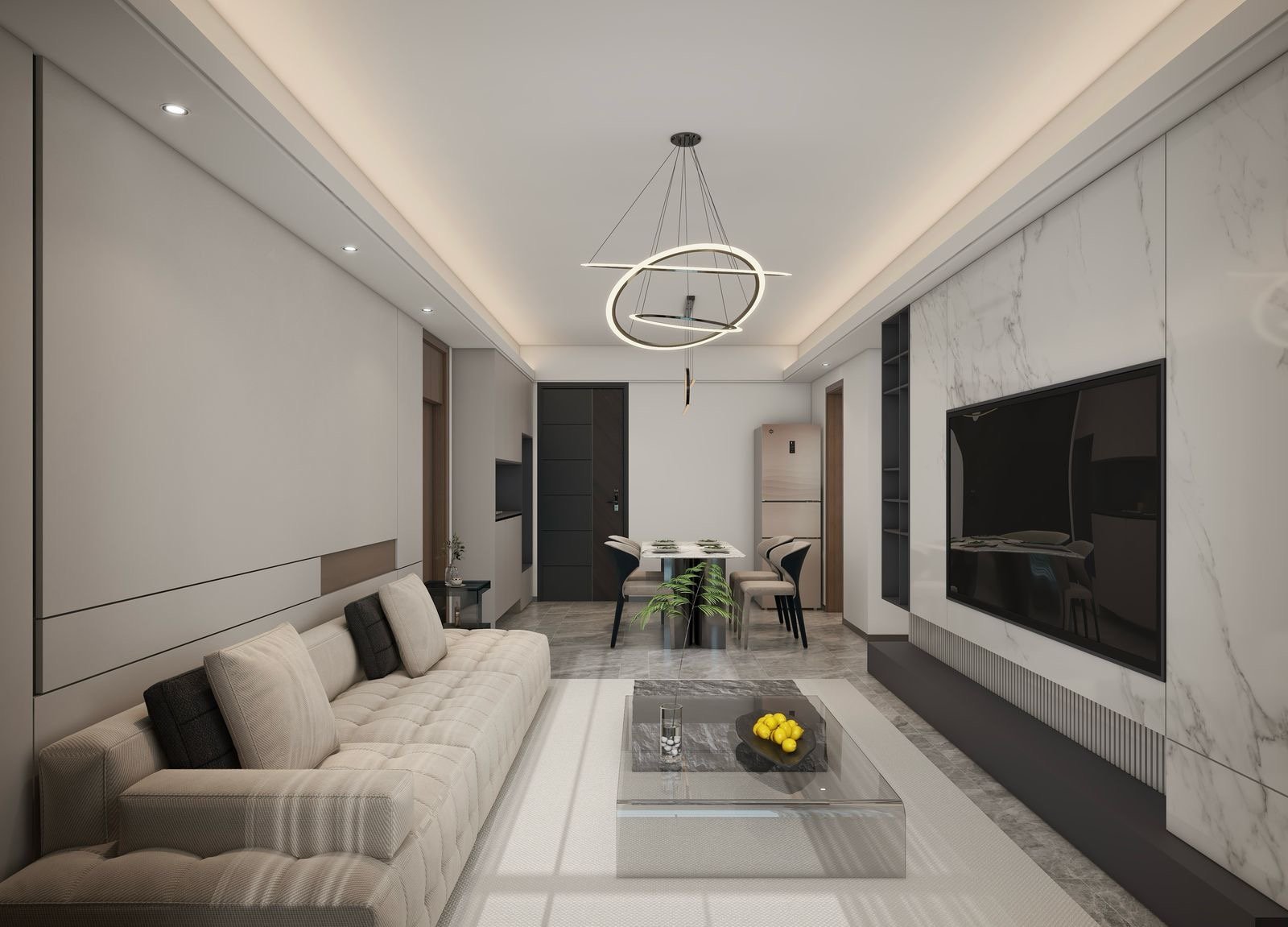 Modern Design Living Room With gypson Ceiling At Lilydale Apartments In Riverside