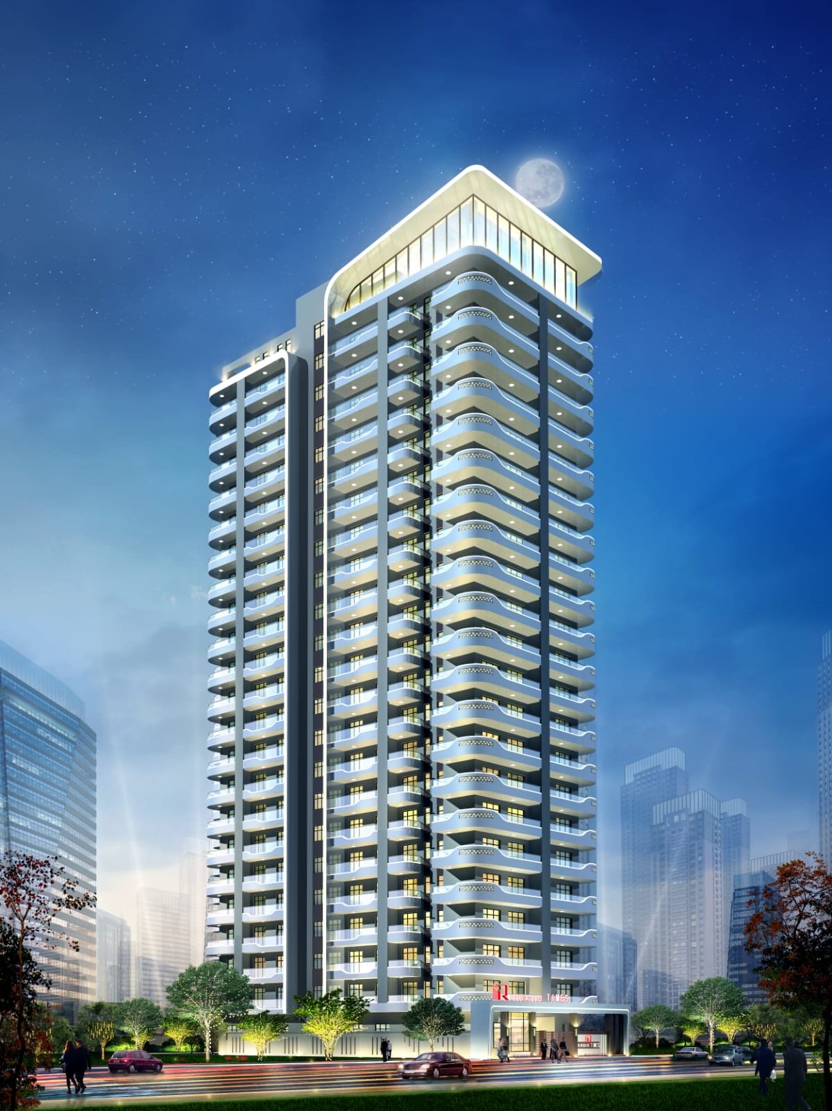 Exterioe side view at Riverside Times Apartments