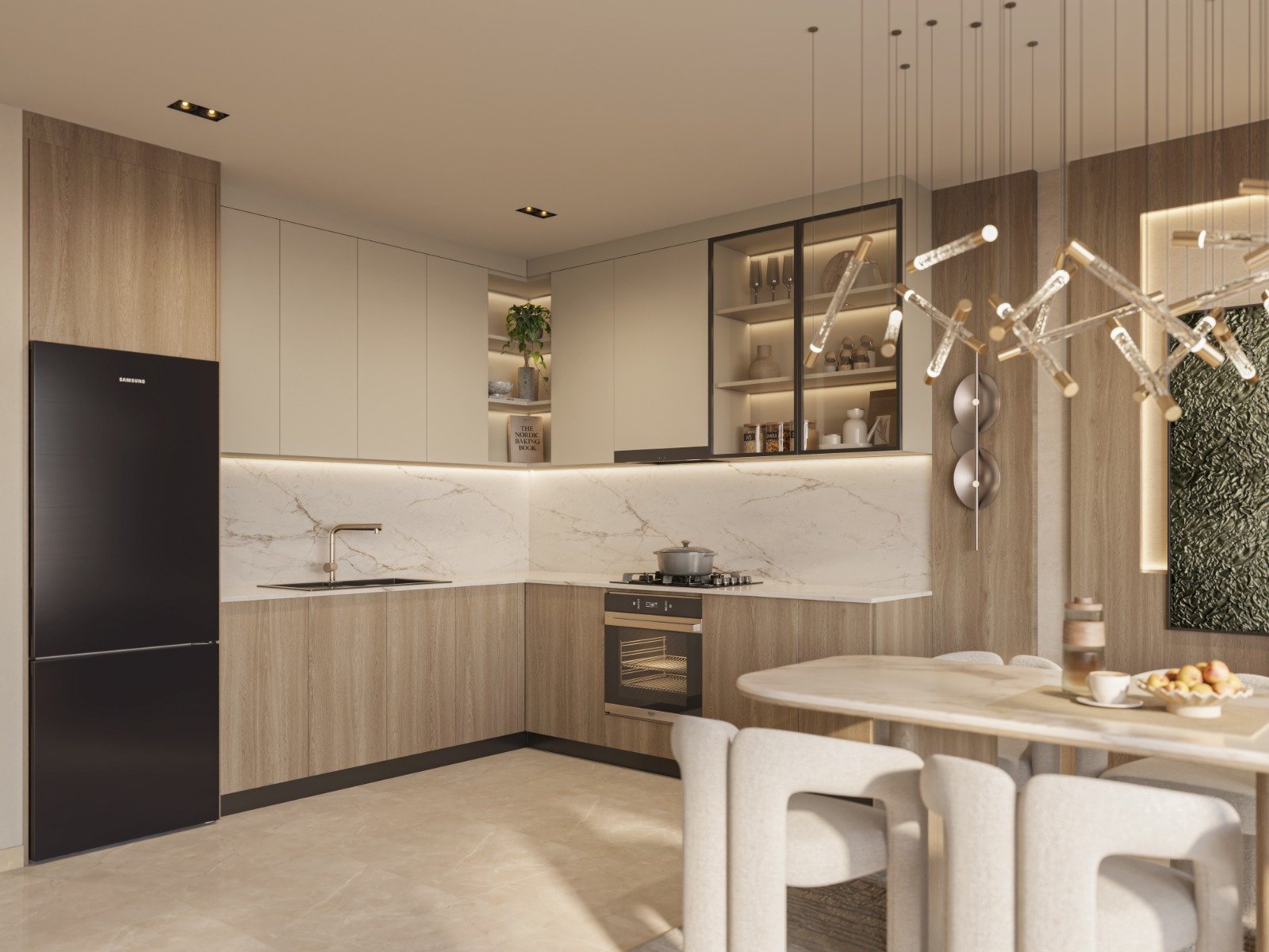 Modern designed kitchen area of 1 Bedrooms At Seasons Apartments And Duplexes In Riverside