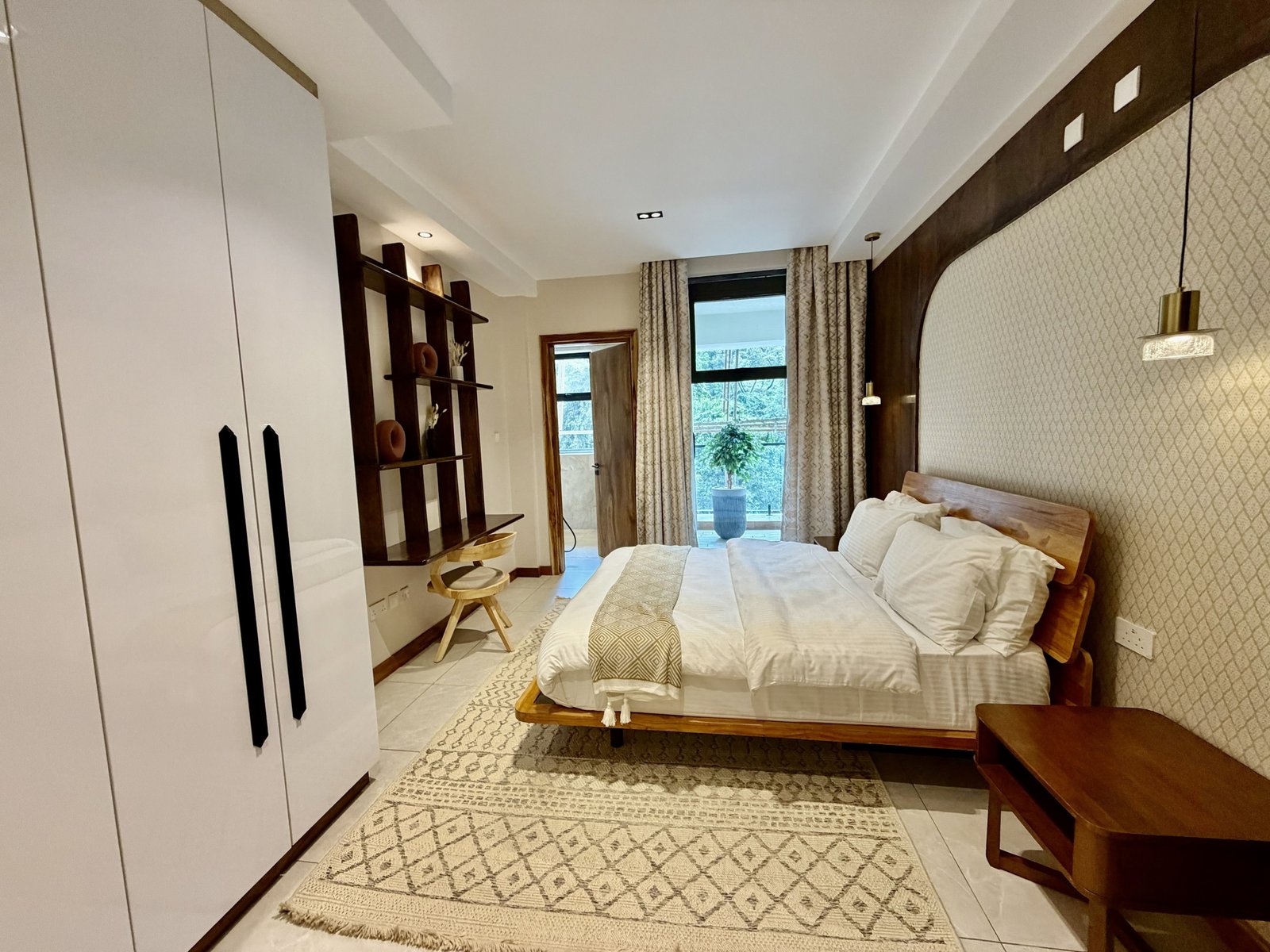 Elegant bedroom area at Forest View Residences In Westlands