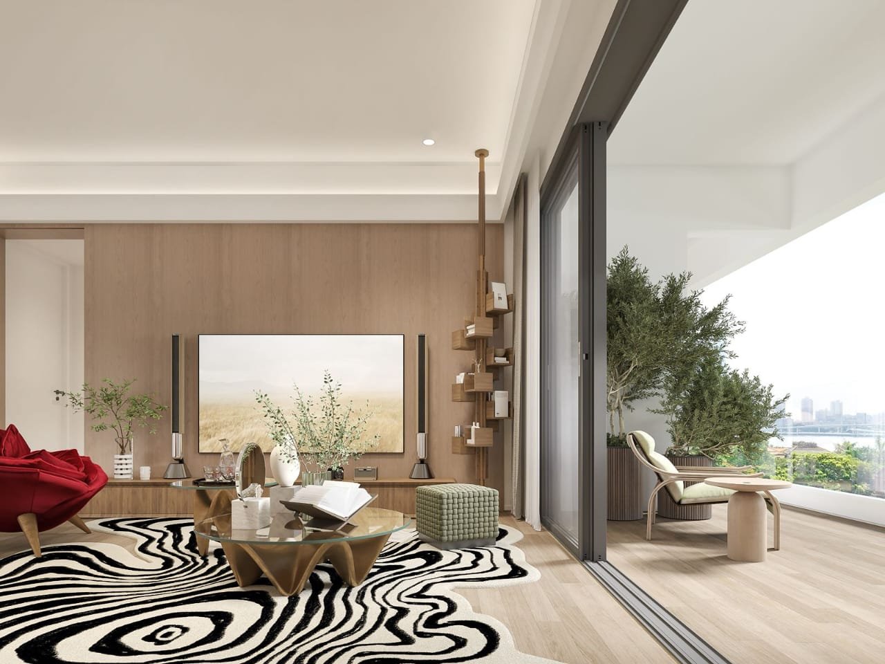 Living room Balcony at Amani Residence Apartments In Westlands