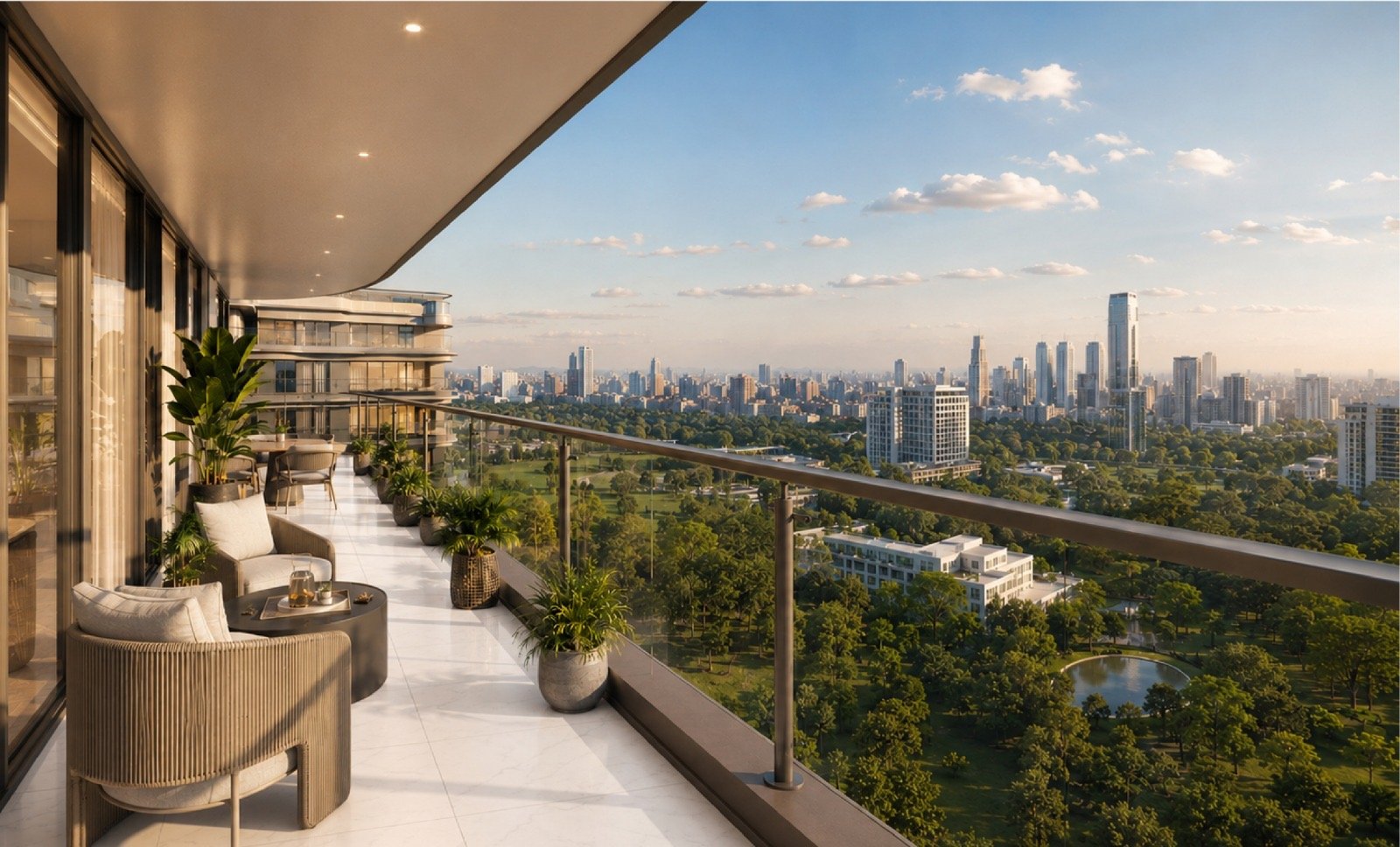 spacious balcony of 3 bedrooms at Riverside Azure Apartments In westlands