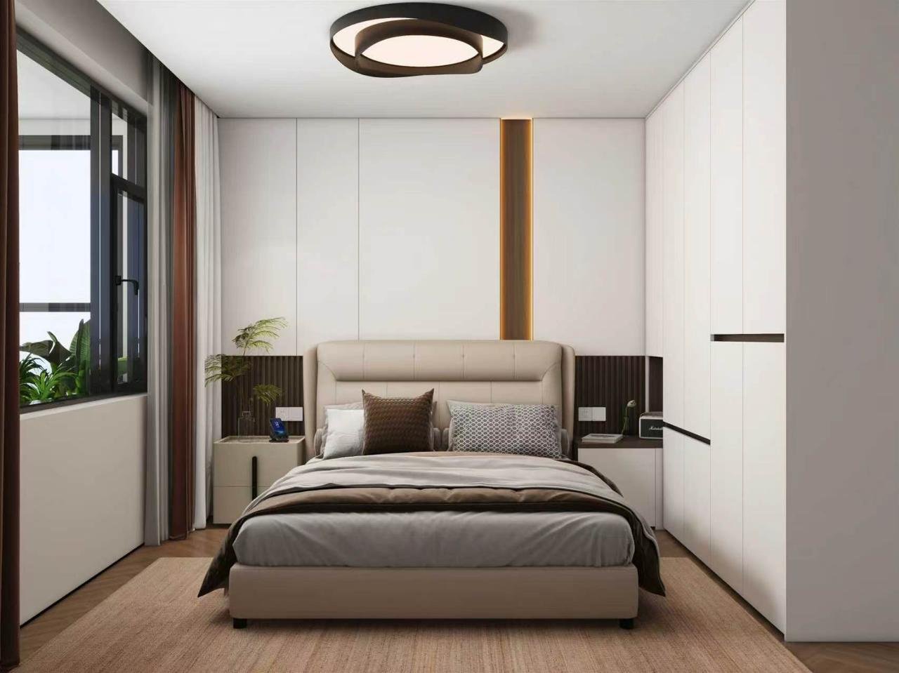 Stylish bedroom area of 3 bedrooms at Nova Garden Apartments In Kilimani