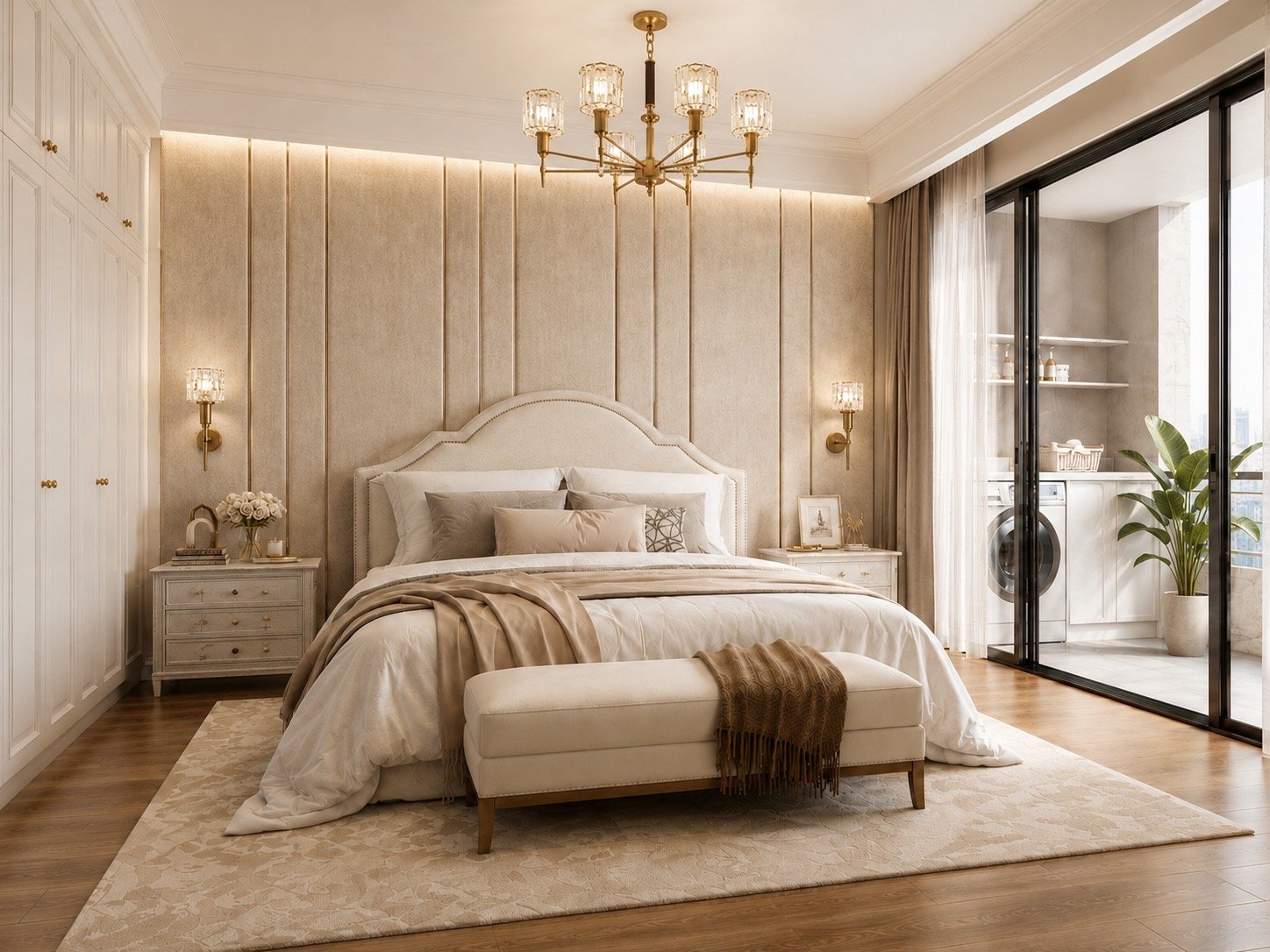 Elegant master bedroom of 1 bedrooms at Riverside Azure Apartments In westlands