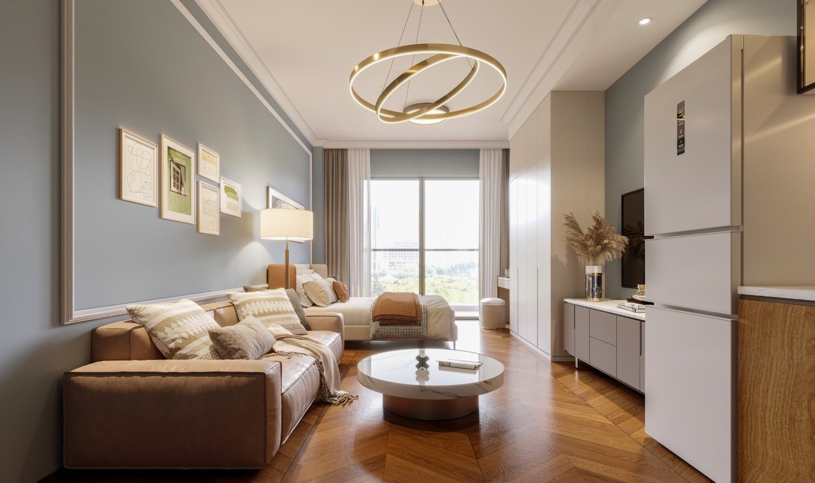 Stylish living room area of 1 bedrooms at Berkeley Residence In Westlands