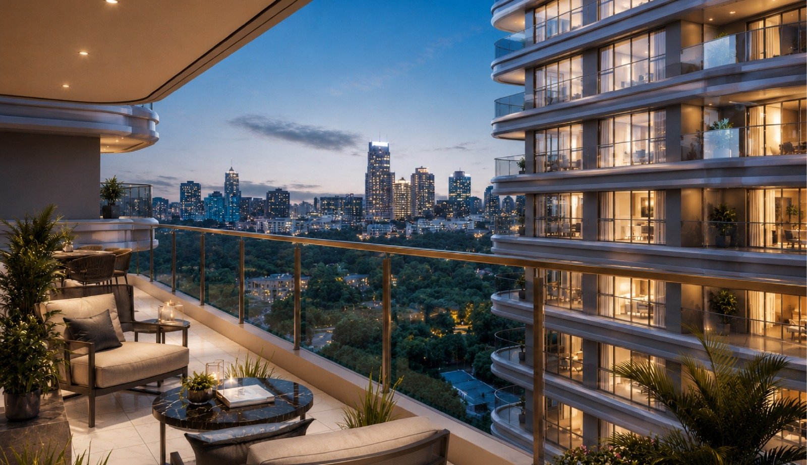 night time views at Riverside Azure Apartments In westlands