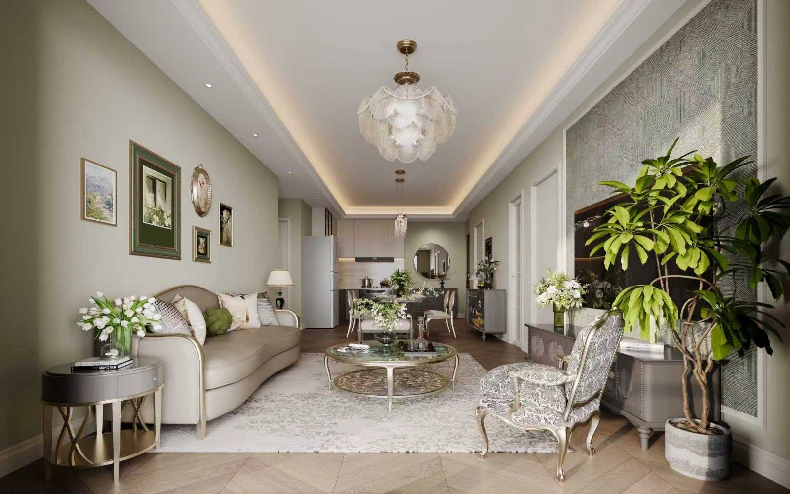 Elegant living room area of 2 bedrooms at Berkeley Residence In Westlands