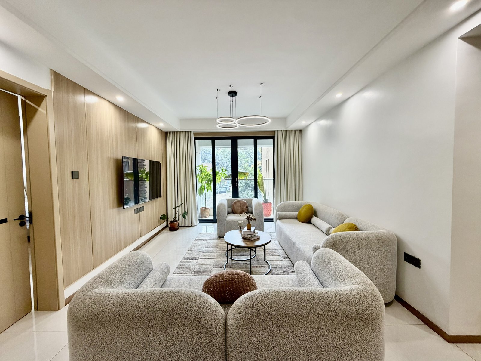 Stylish living room area of 2 bedrooms at Raphta One Residency In Westlands
