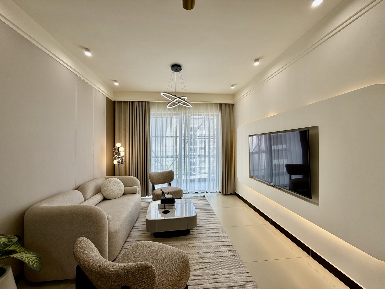Stylish living room area of 1 bedroom apartments for sale in Kileleshwa