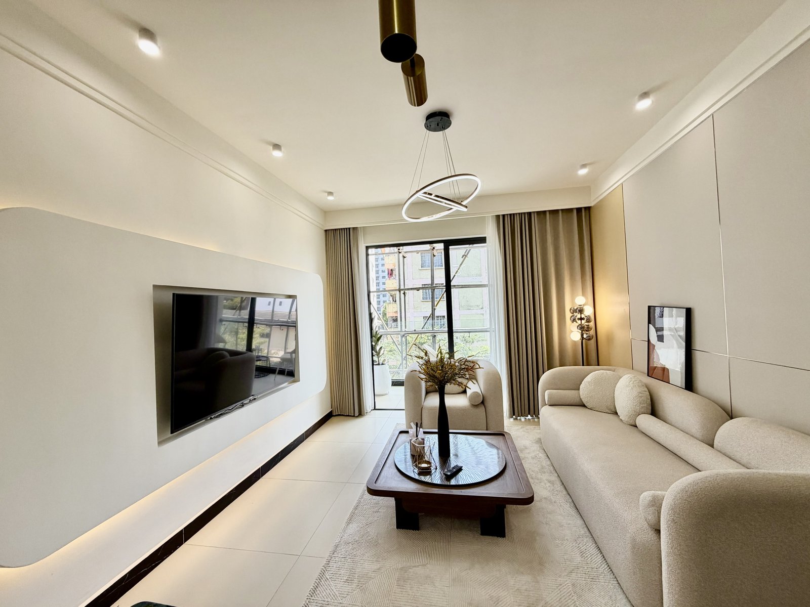Modern designed living room area of 2 bedroom apartments for sale in Kileleshwa