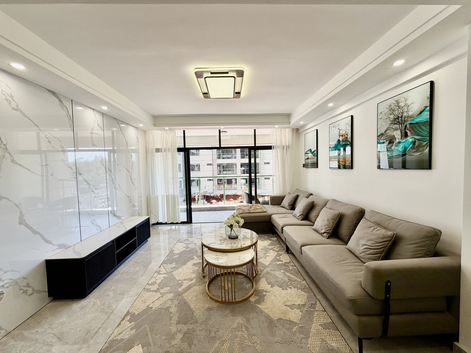 Spacious living room area of 2 Bedrooms At Golden Street Residency In Kileleshwa