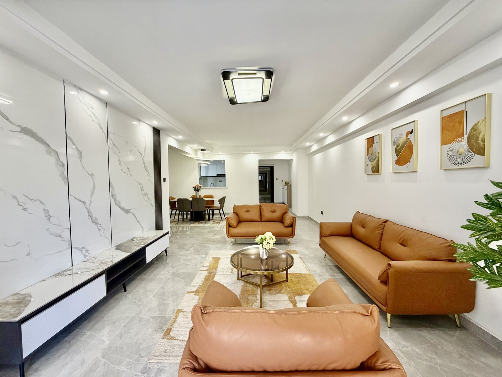 Living room area of 3 bedrooms side view at Golden Street Residency In Kileleshwa