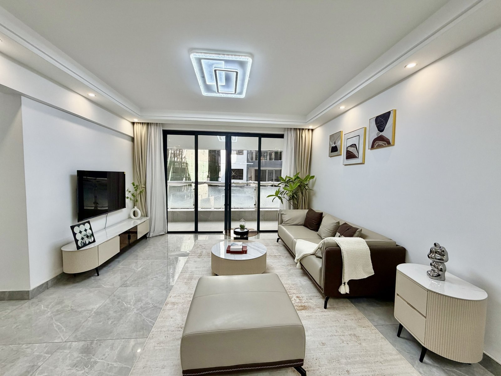 Spacious living room area at Crescent Residency In Kileleshwa
