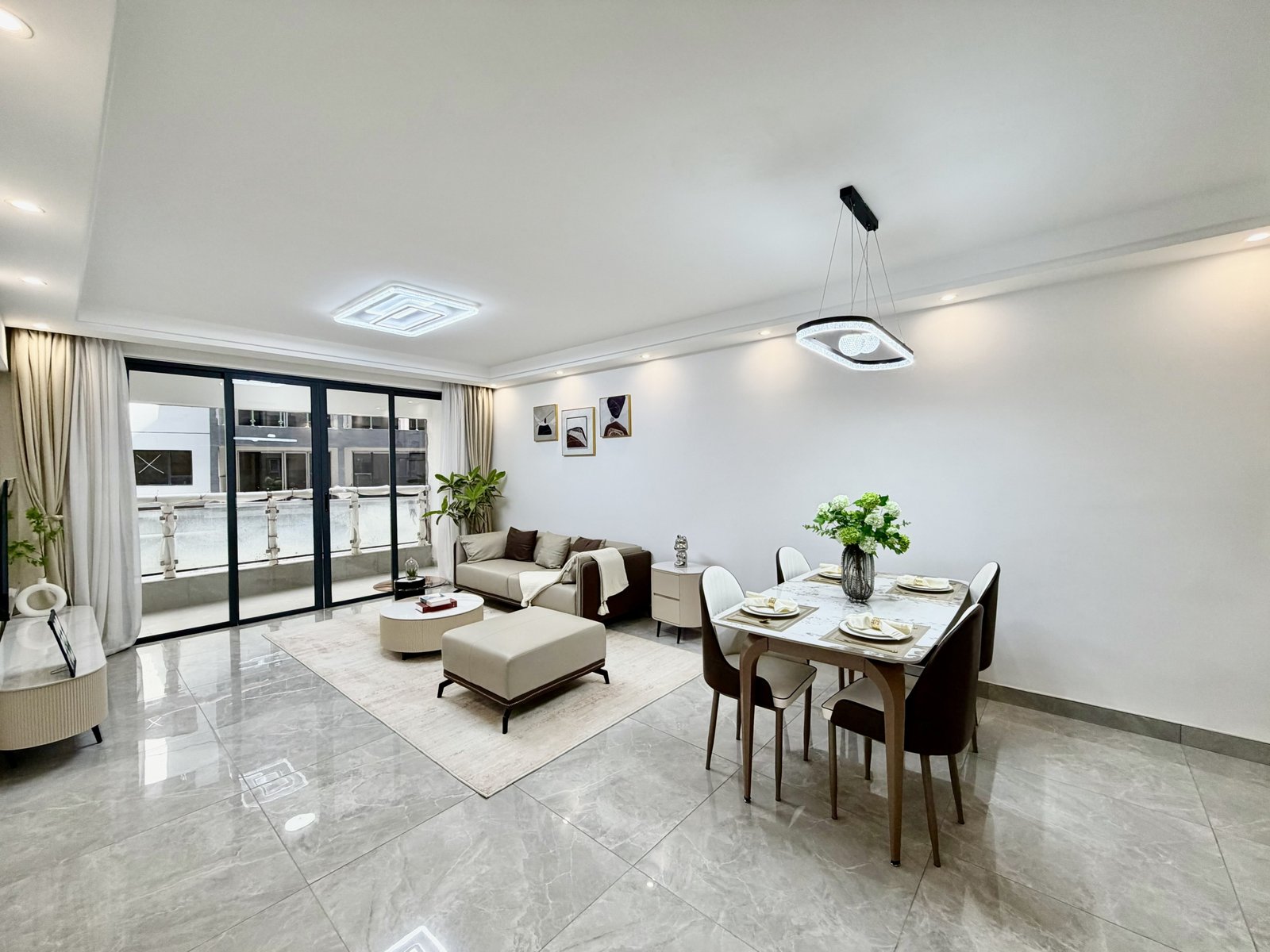 Living room and dining area of 2 bedrooms at Crescent Residency In Kileleshwa