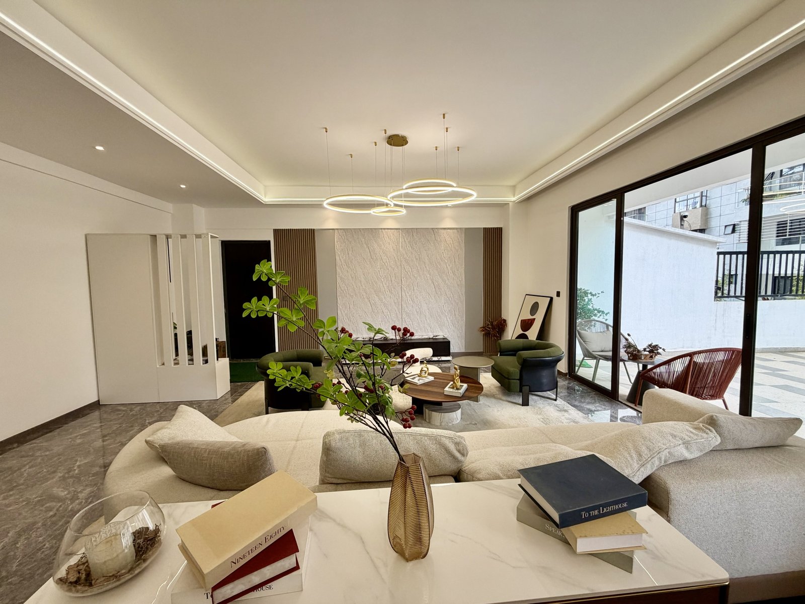 Luxurious living room at comfy residences in kileleshwa