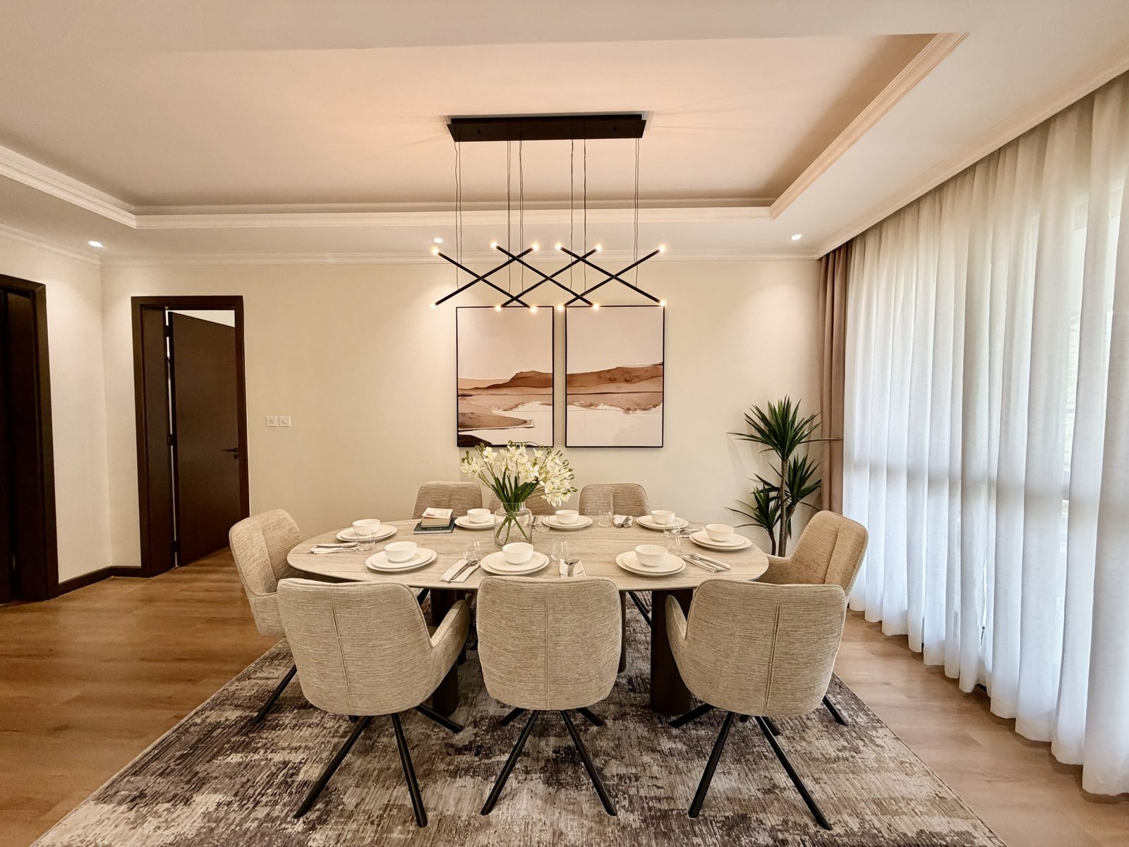 Elegant dining room of 4 bedrooms at Beacon By Synina In kileleshwa