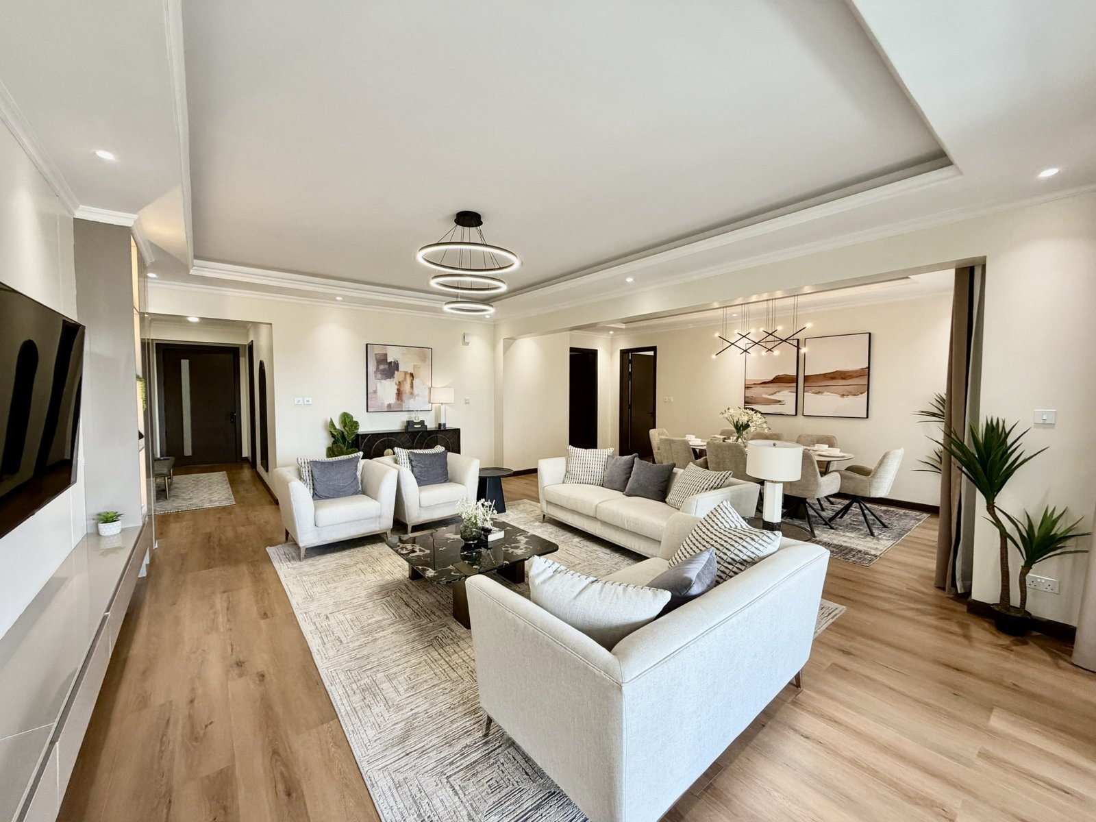 Living and dining area at Beacon By Synina In kileleshwa