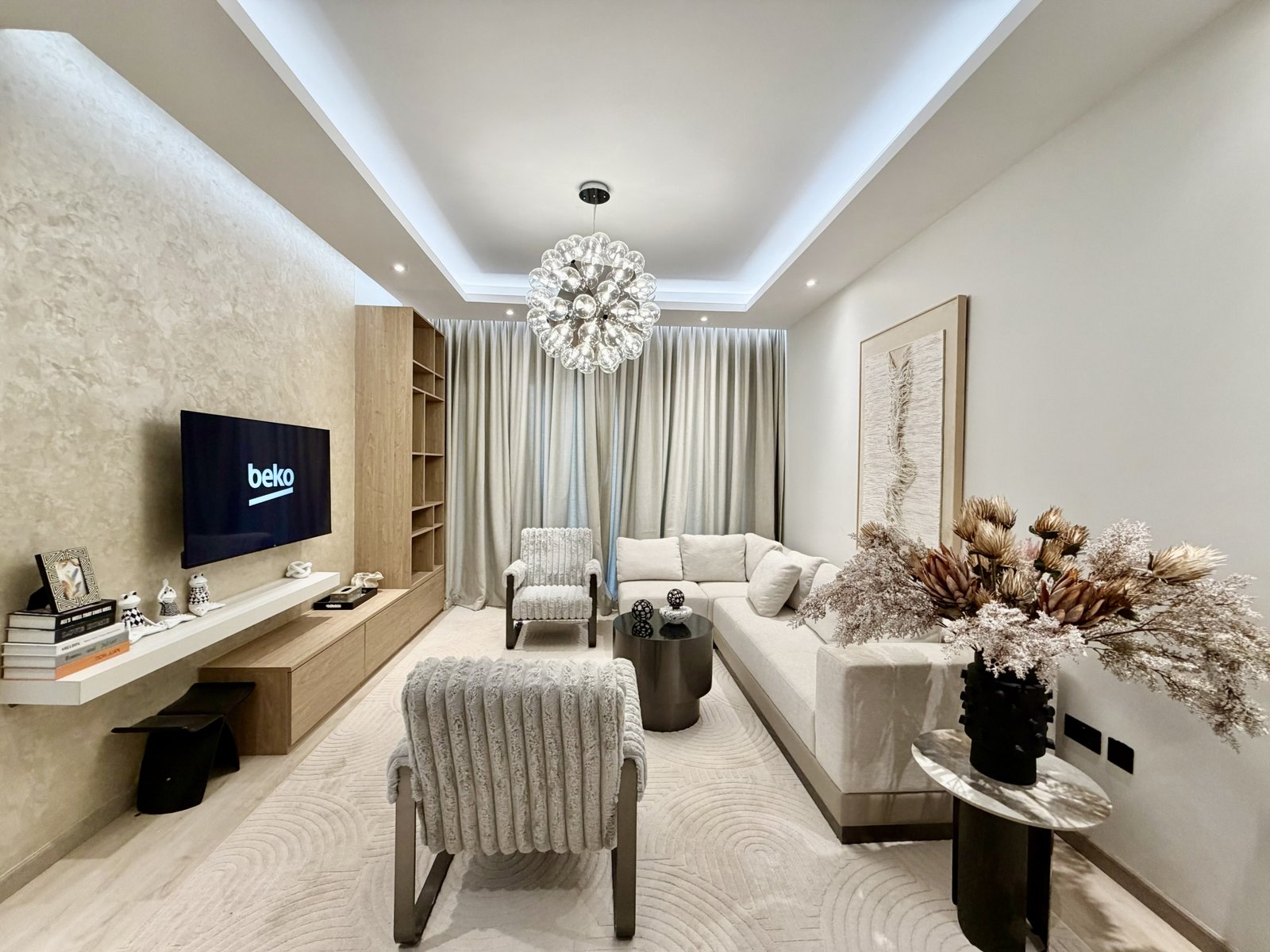 Elegant living room area of 2 bedrooms at Verona Apartments in westlands