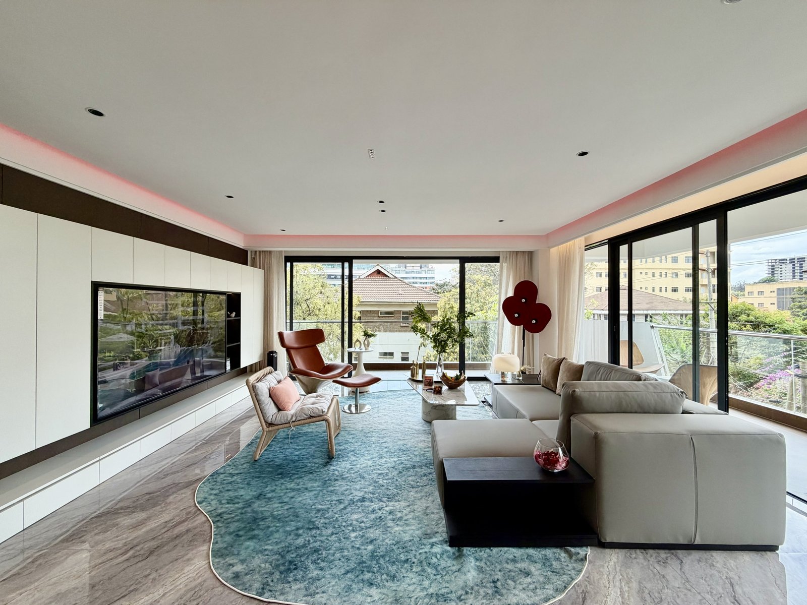 Elegant living room area at Amani Residence Apartments In Westlands
