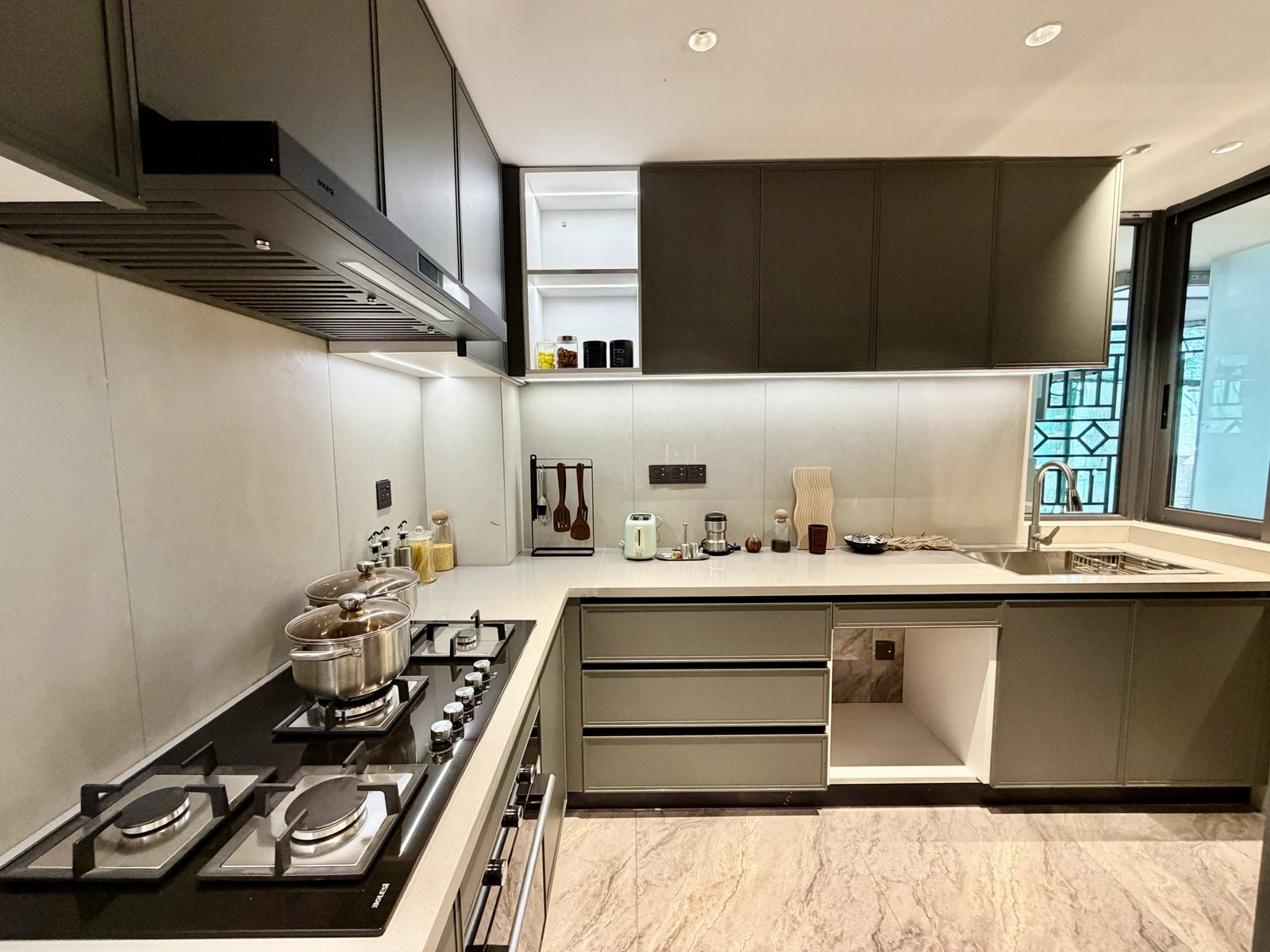Modern designed kitchen at Amani Residence Apartments In Westlands