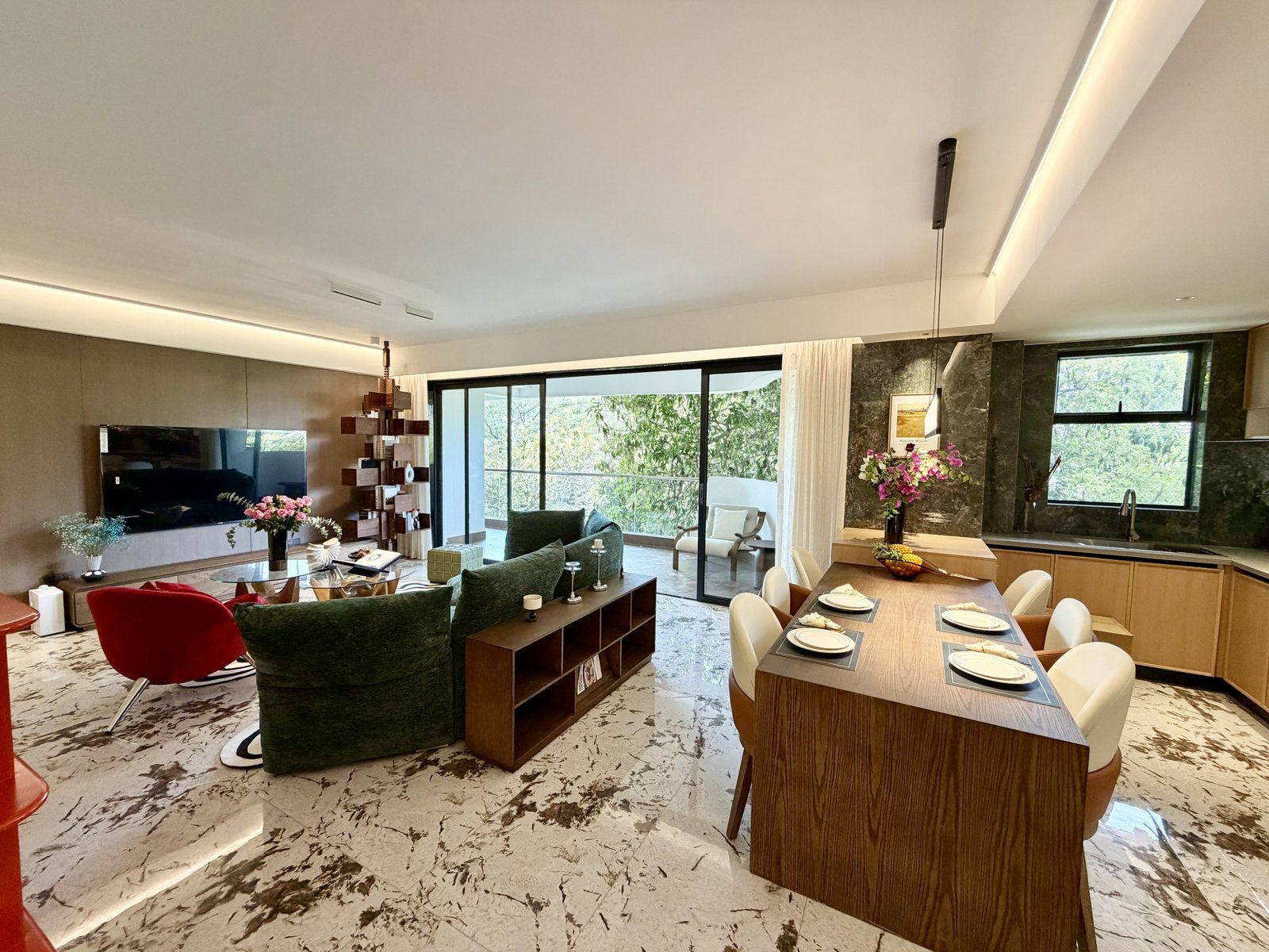 Dining and living room area of 3 Bedrooms At Amani Residence In Westlands