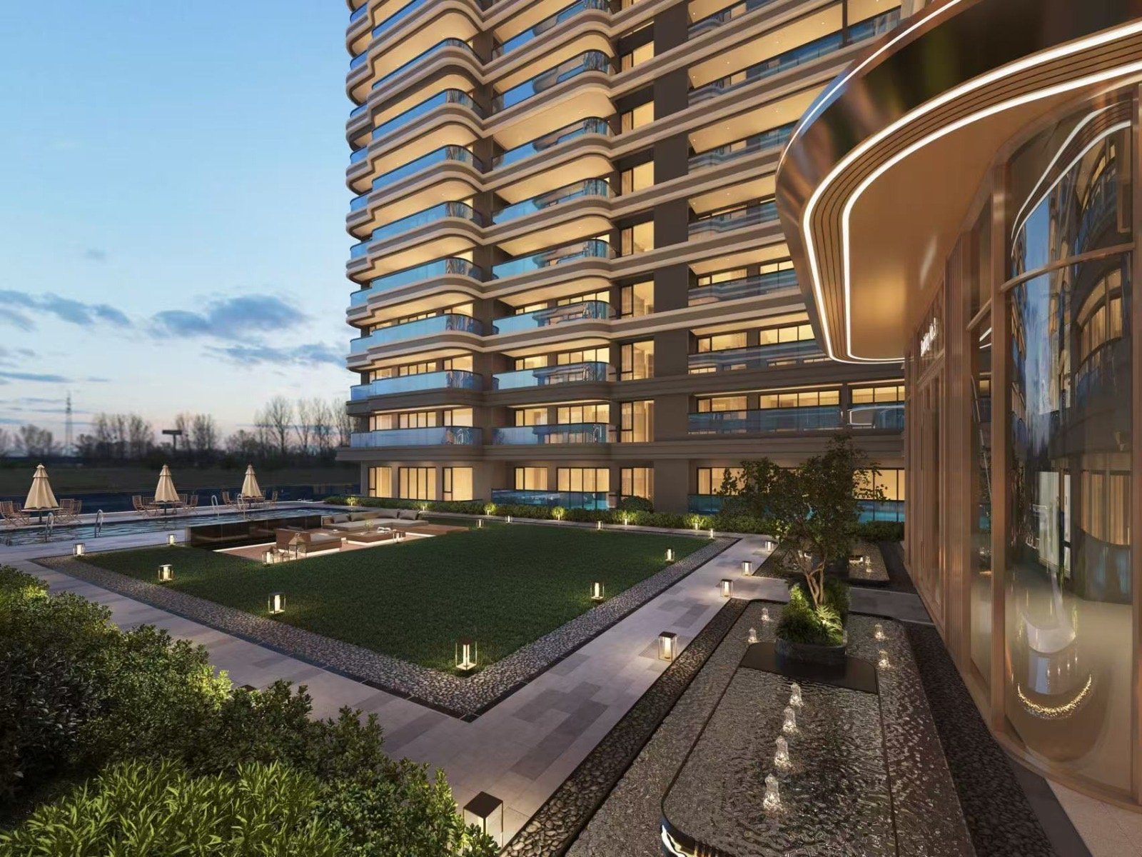 walk way of 2 bedrooms at Riverside Azure Apartments In westlands