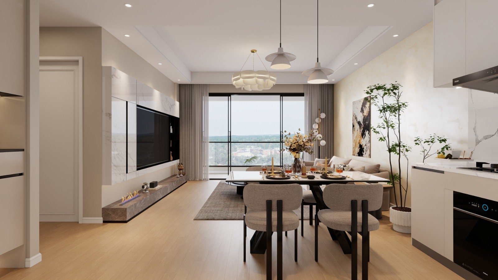Living room and tv area of 2 bedrooms at Aether Residences In Westlands