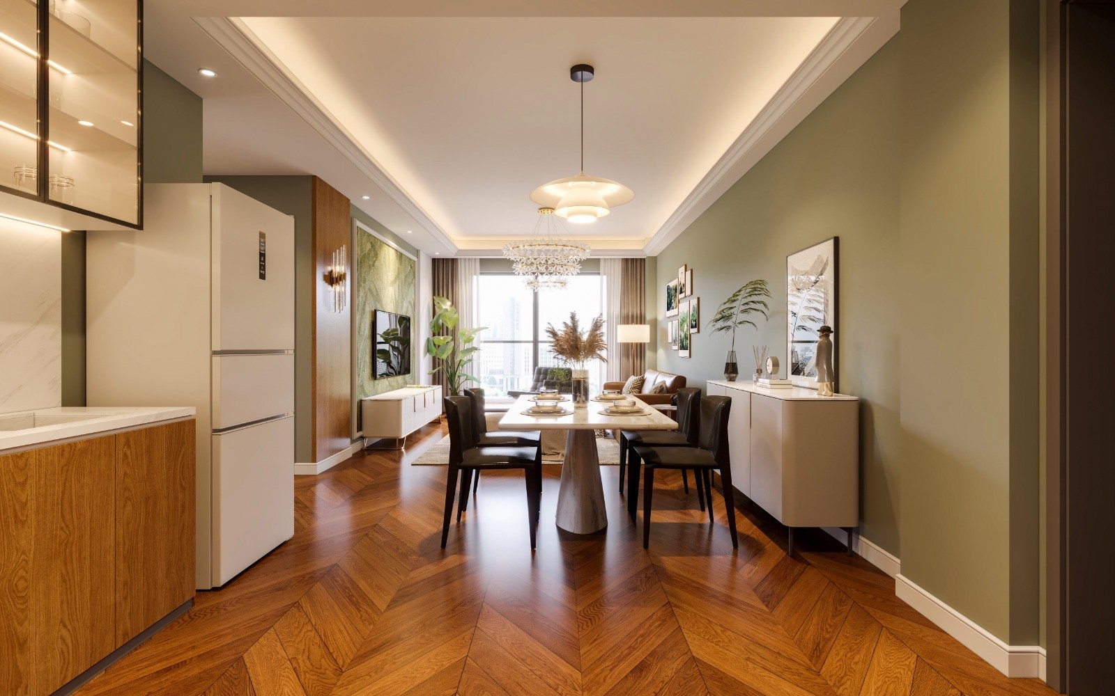 dining and living room area of 3 bedrooms at Berkeley Residence In Westlands