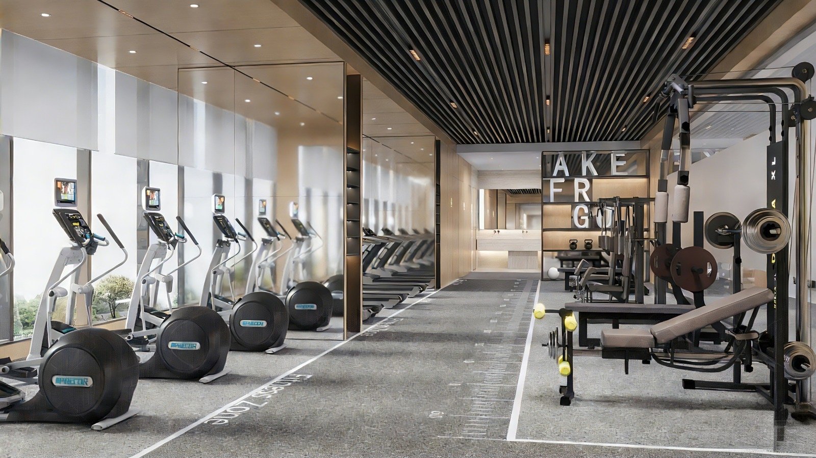 Well designed gym area of 2 bedrooms at Riverside Azure Apartments In westlands