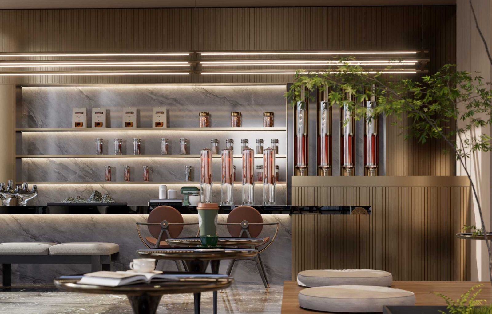 reastaurant area at Aether Residences In Westlands