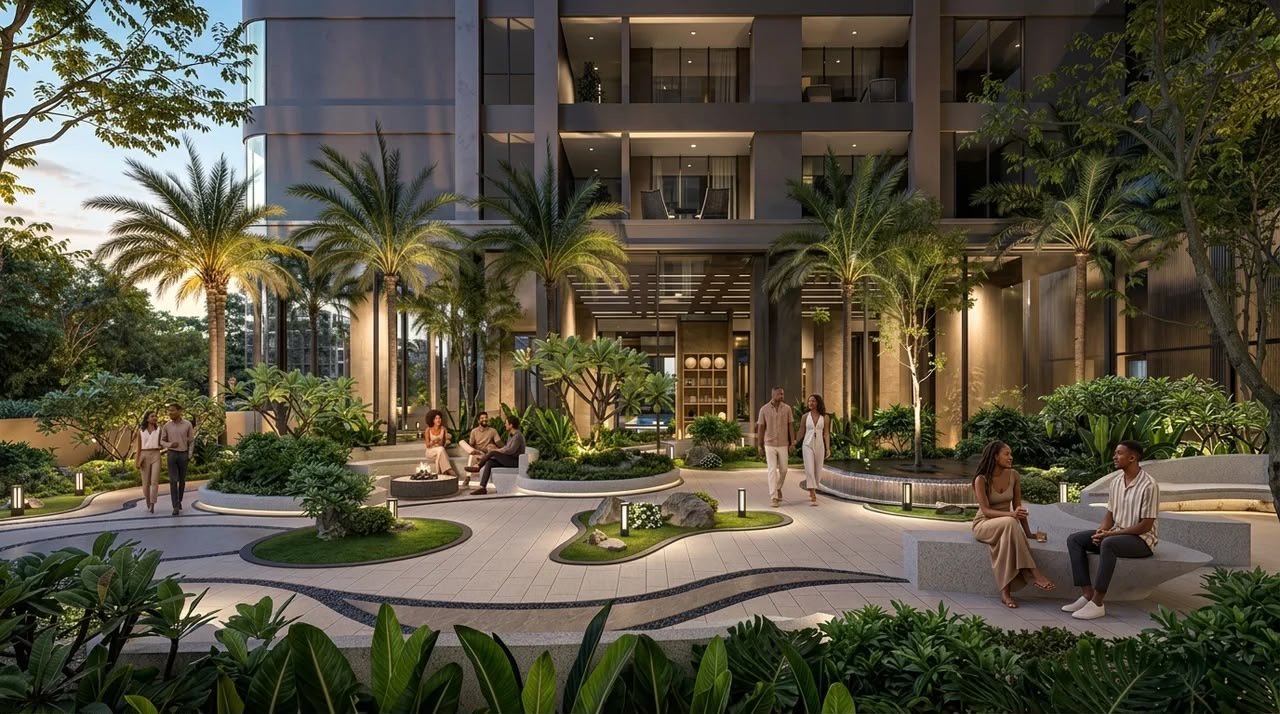 Landscaped gardens at The Moment Residences In Westlands