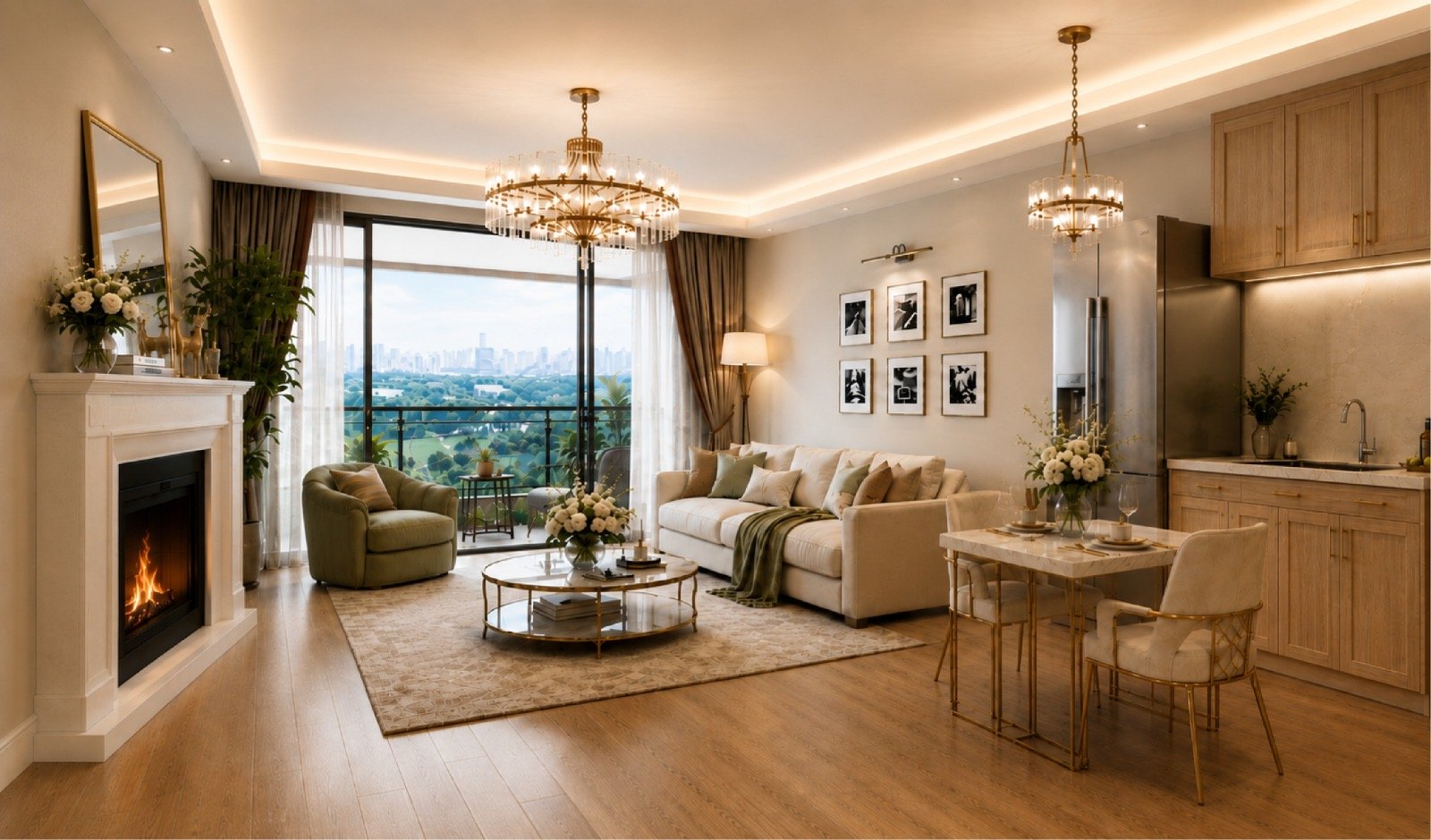 Elegant living room of 1 bedrooms at Riverside Azure Apartments In westlands