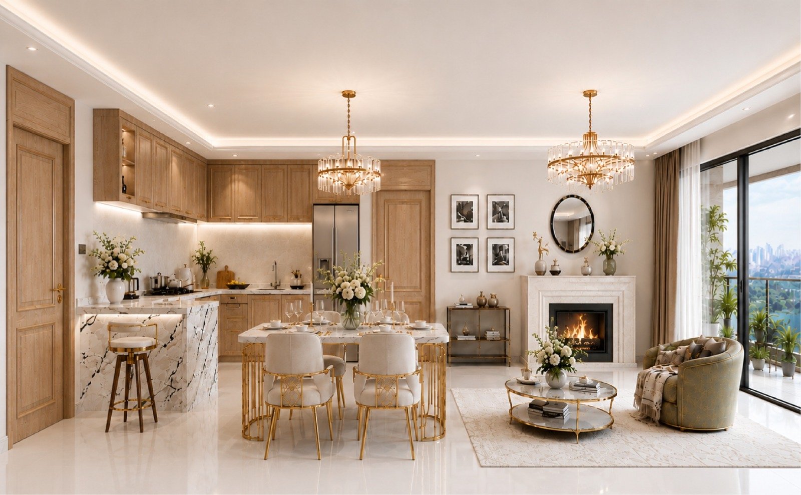 Elegant dining room area of 2 bedrooms at Riverside Azure Apartments In westlands