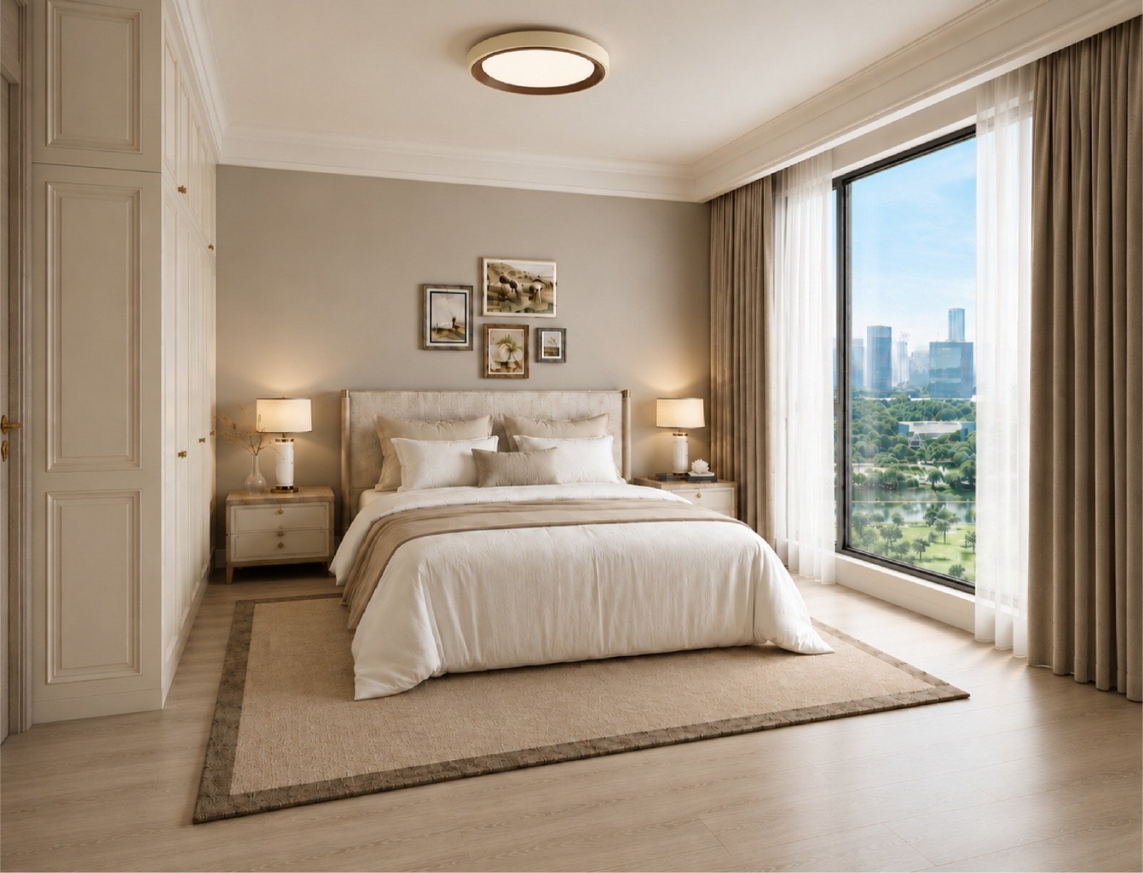 elegant bedroom at Riverside Azure Apartments In westlands