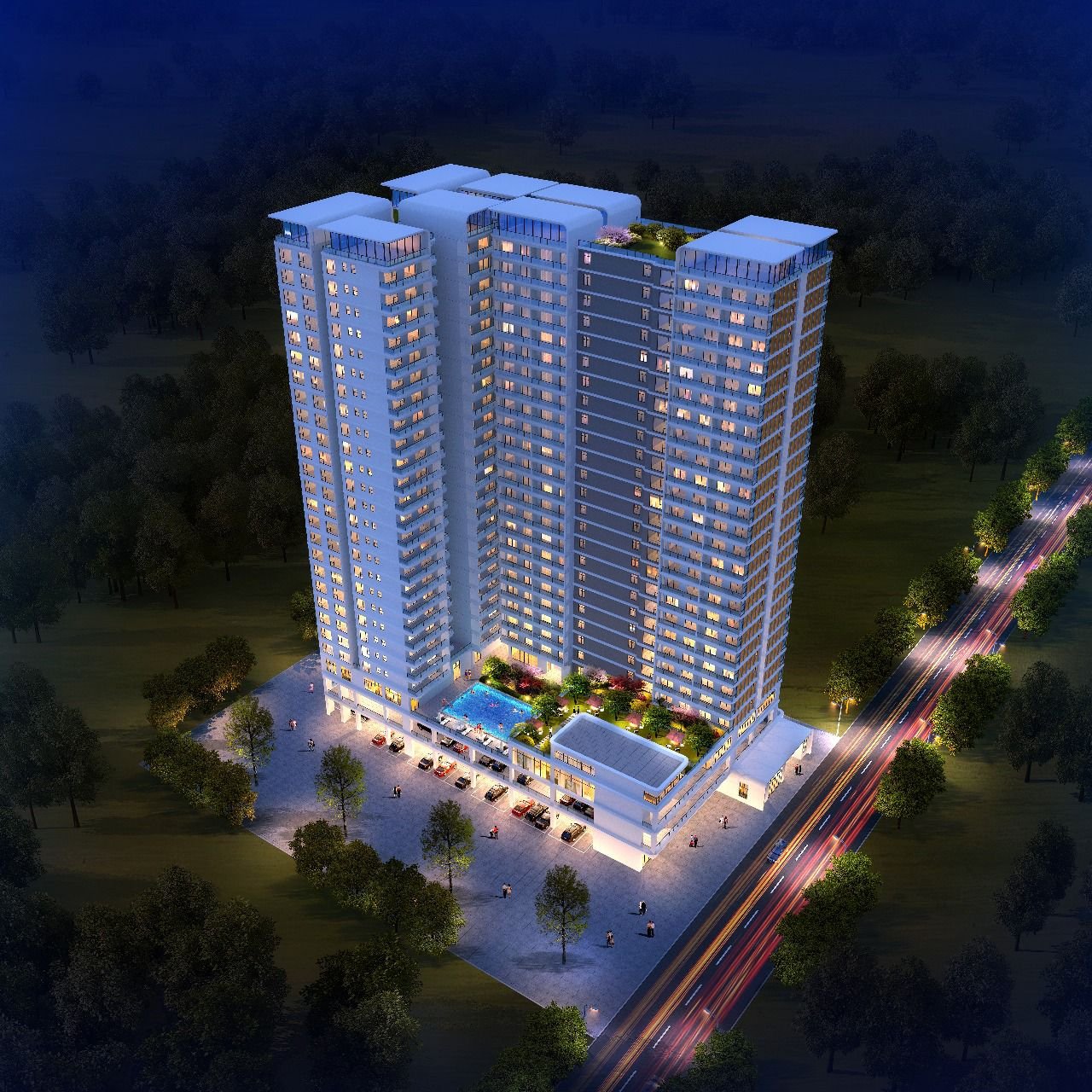 Night time exterior view of 3 bedrooms at Nova Garden Apartments In Kilimani