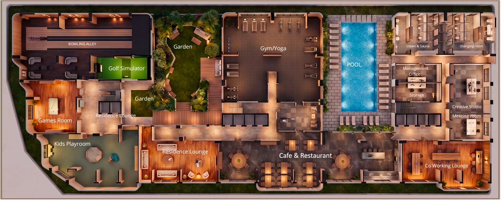 Rooftop layout of studios at The Moment Residences In Westlands
