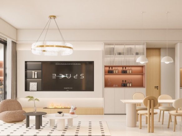 living room area of 3 bedrooms at Limerence Arbor residency in kilimani