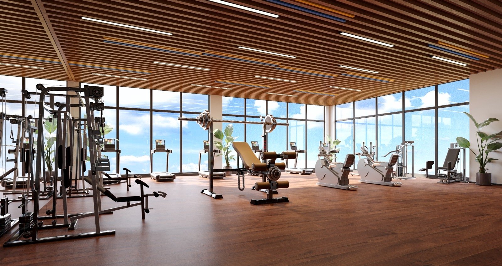 Modern designed gym area of 3 bedrooms at Berkeley Residence In Westlands