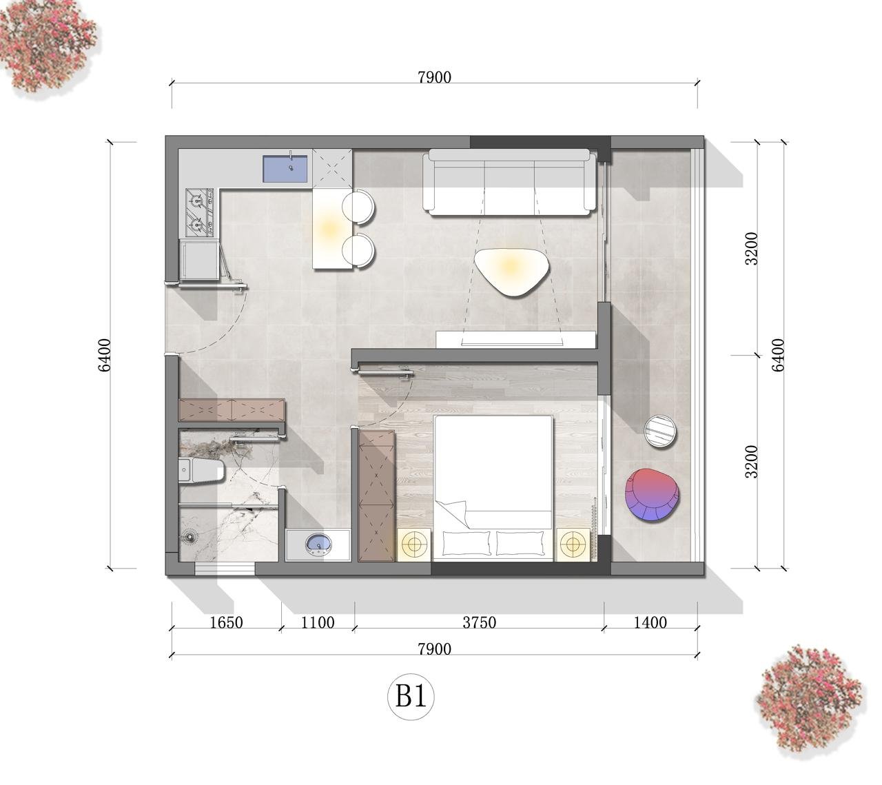 Layout view of 1 bedrooms at Nova Garden Apartments In Kilimani